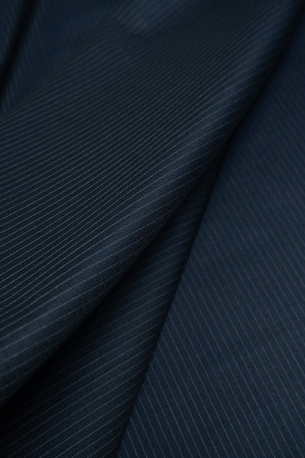 Zegna Traveller Dark Navy Stripe Superfine Australian Wool Suit Fabric -3.2m