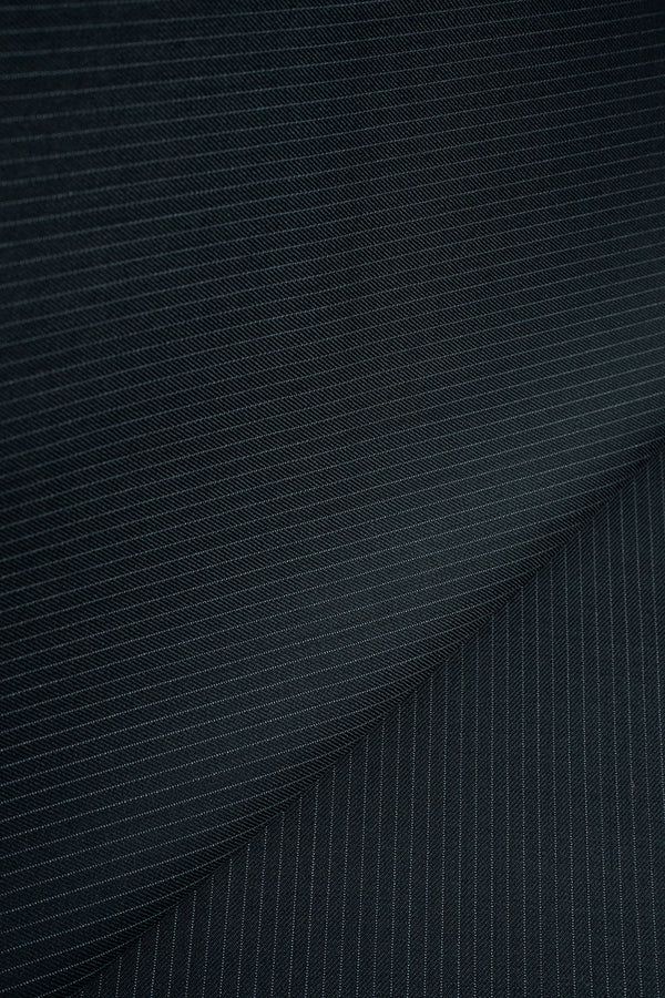 Zegna Traveller Black Stripe Superfine Australian Wool Suit Fabric -3.2m