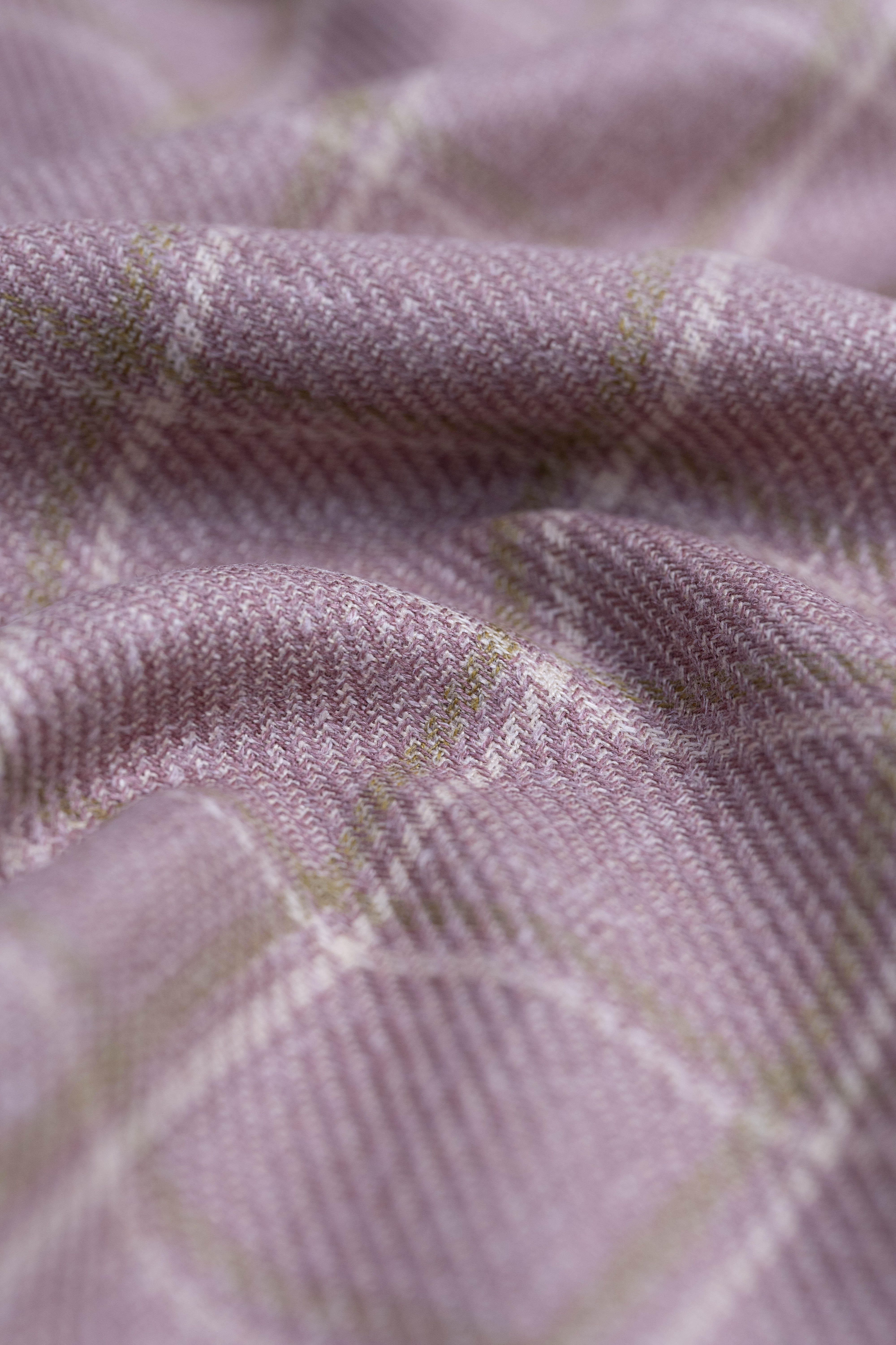 E.Thomas Wool Silk Linen Jacketing Fabric Pink Check