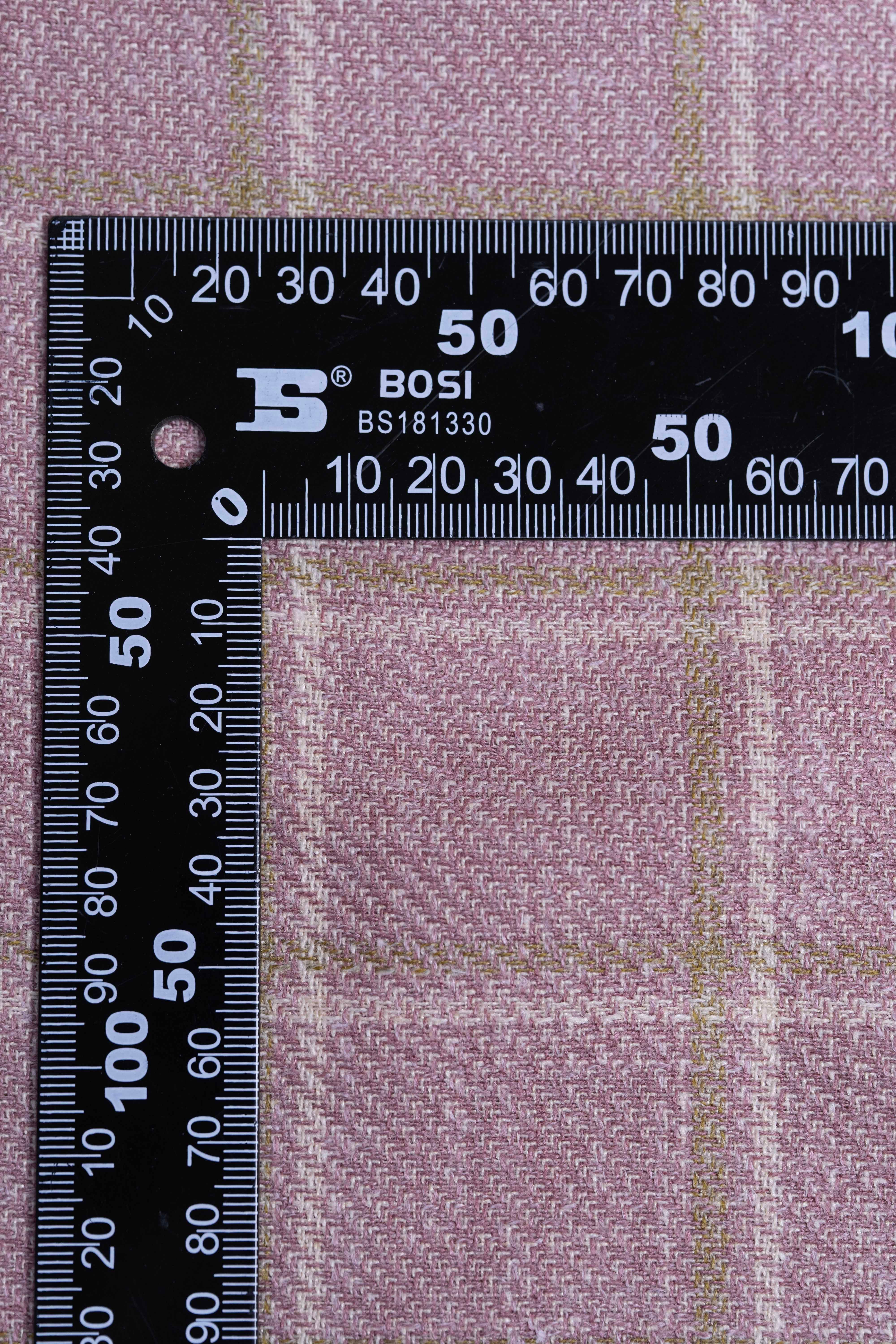 E.Thomas Wool Silk Linen Jacketing Fabric Pink Check