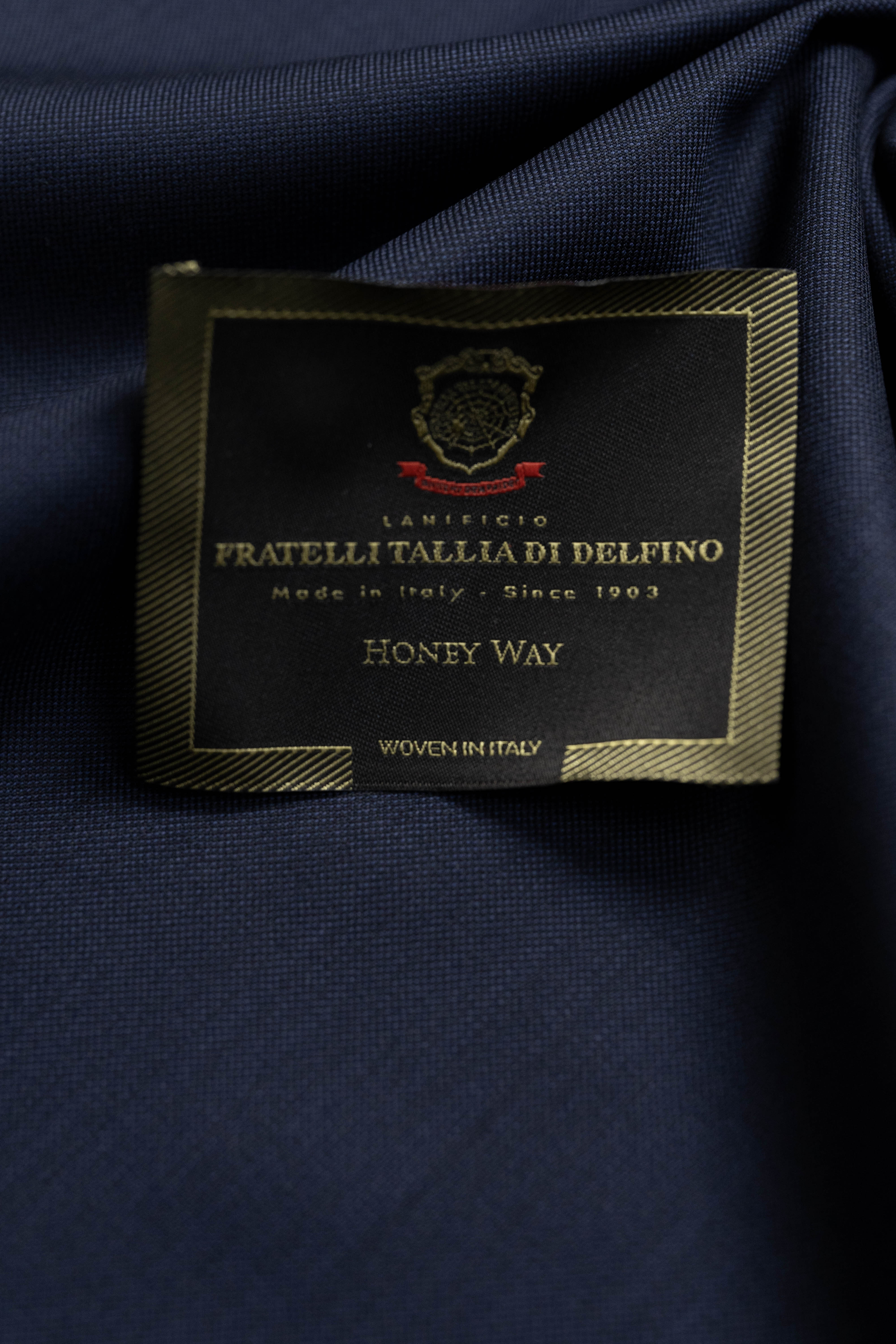 Fratelli Tallia Di Delfino Dark Navy Super 130's Wool Suiting Fabric- 1.5 Meters - Yoo's Club