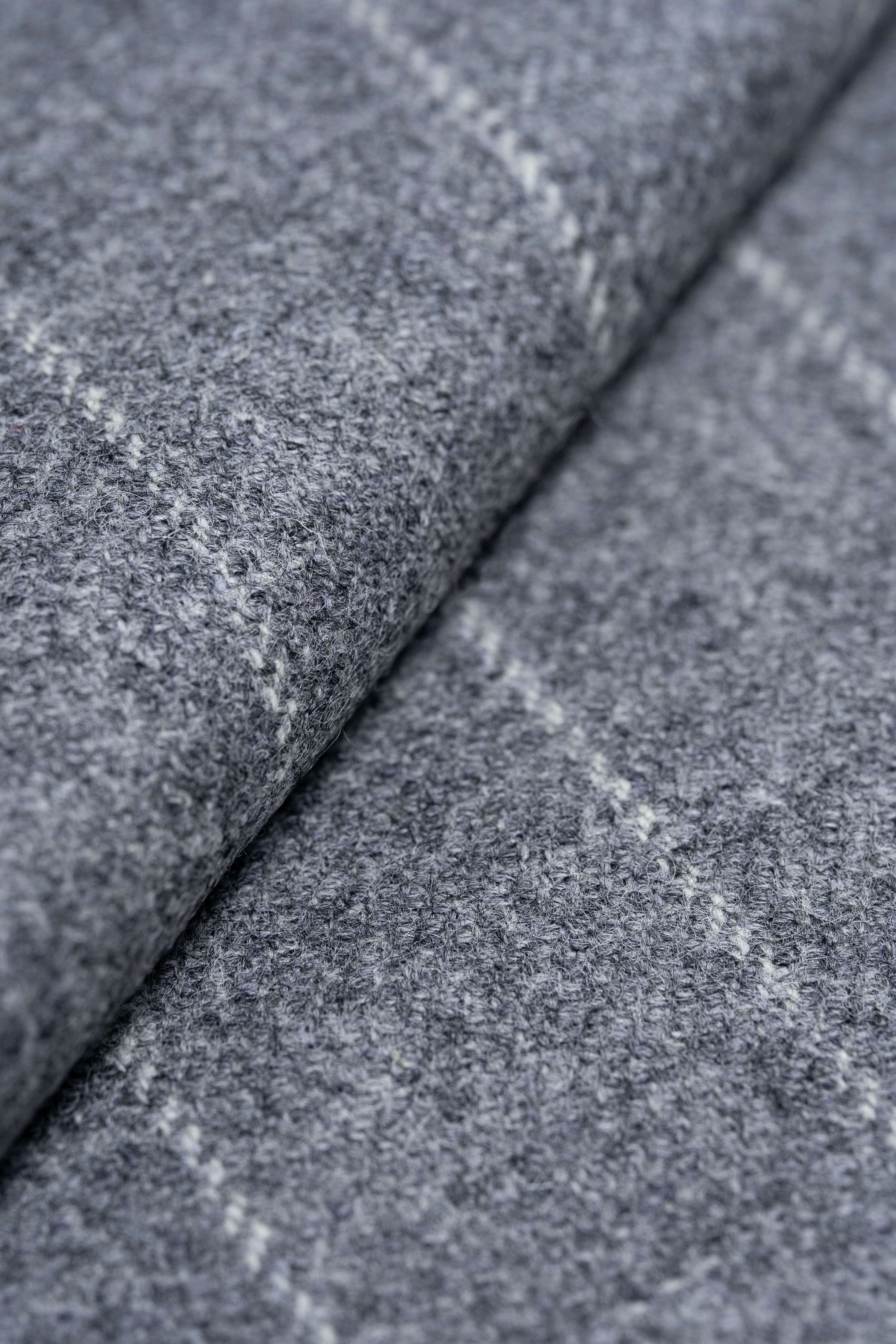 Marton Mills Grey Chalk Stripe Woollen Fabric For Jacketing - Yoo's Club
