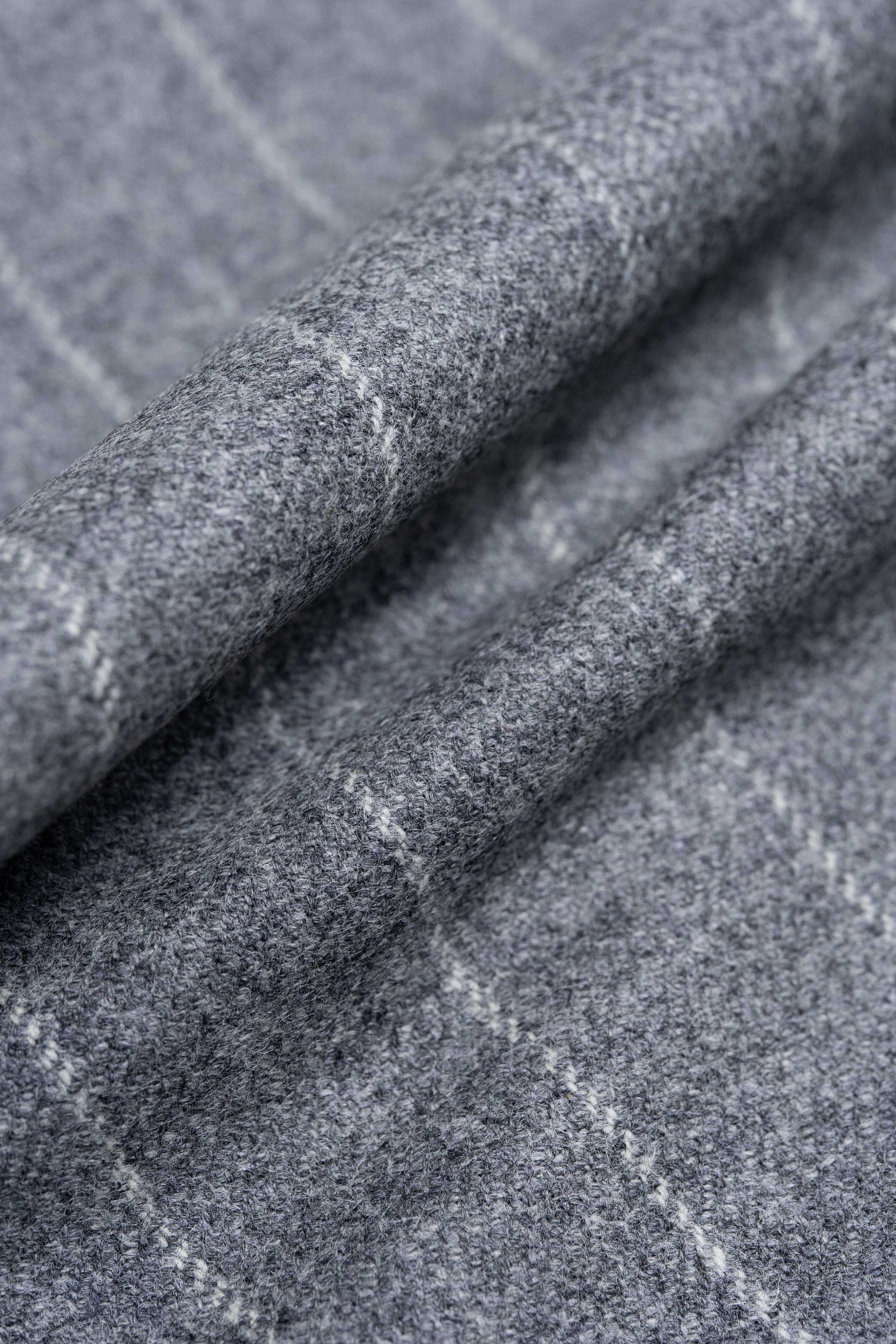 Marton Mills Grey Chalk Stripe Woollen Fabric For Jacketing - Yoo's Club
