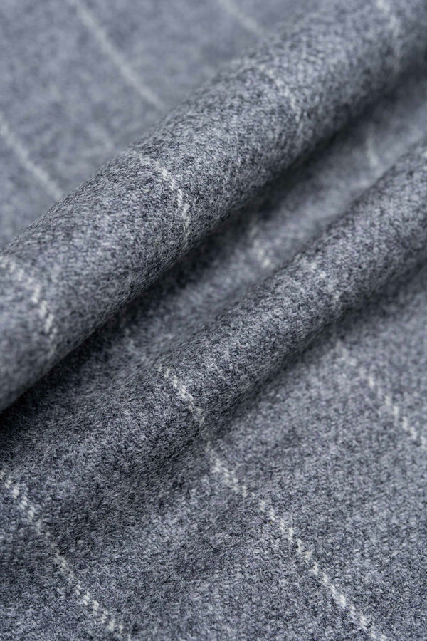 Grey Chalk Stripe Wool Tweed mad in England