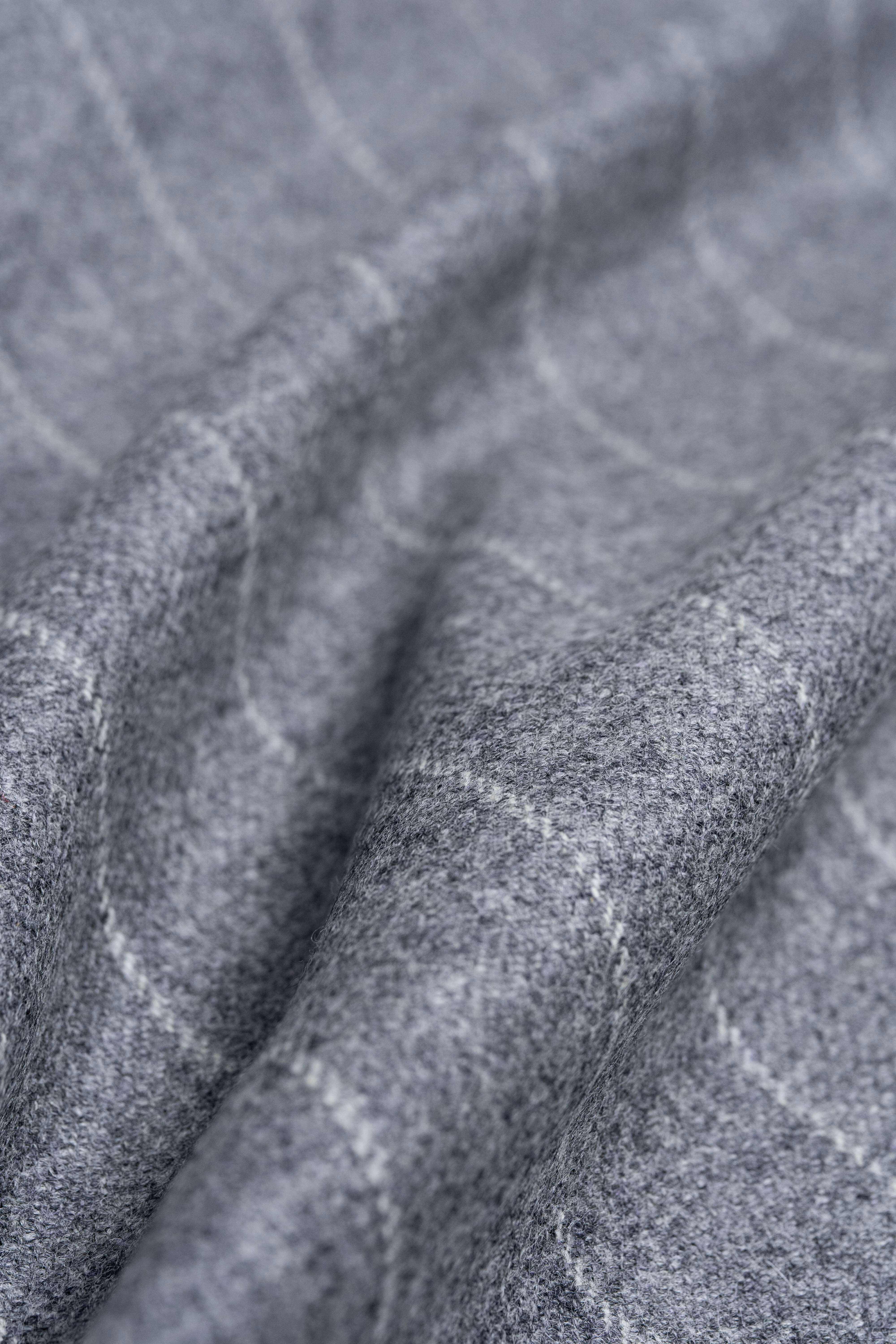 Marton Mills Grey Chalk Stripe Woollen Fabric For Jacketing - Yoo's Club