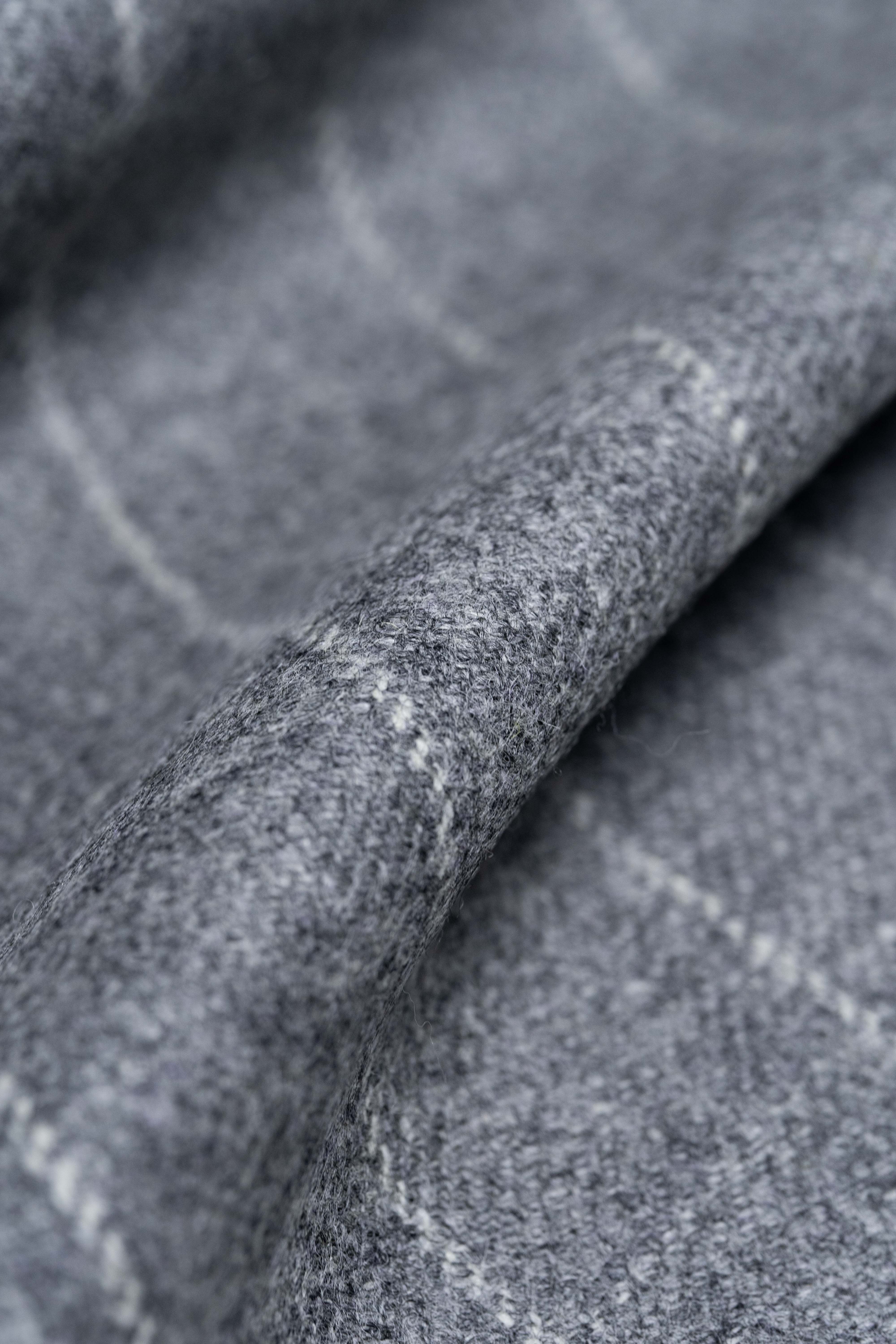 Marton Mills Grey Chalk Stripe Woollen Fabric For Jacketing - Yoo's Club