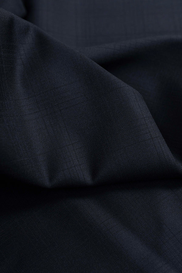 Black Check Super 130's Merino Wool Fabric produced by Loro Piana-1.9 Meters