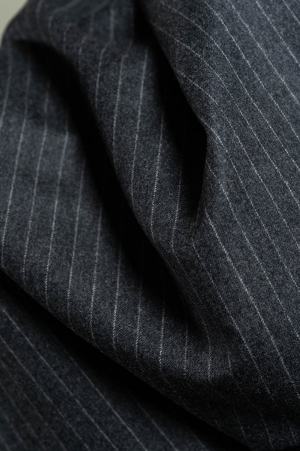 VBC Super 120's Flannel Suiting Fabric in Grey Stripe -3 Meters