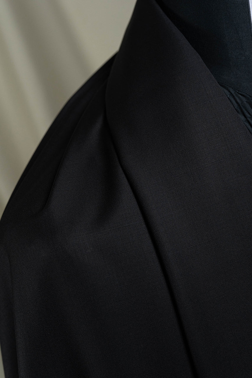 CERRUTI 1881 Black Plain Nobility Super 150's Wool Suiting-3 Meters close-up fabric texture