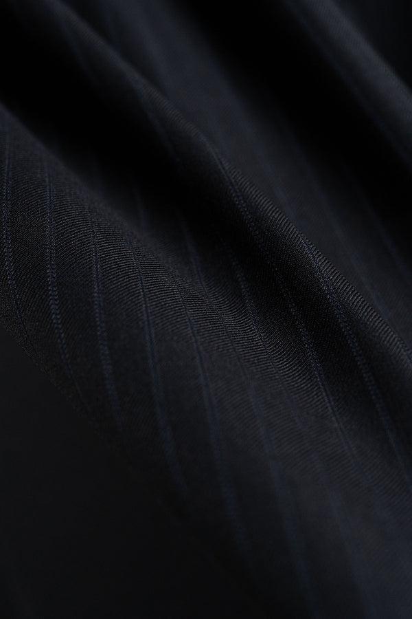 CERRUTI 1881 Winterissimo Black Wool Suiting with Blue Stripe -3.1 Meters