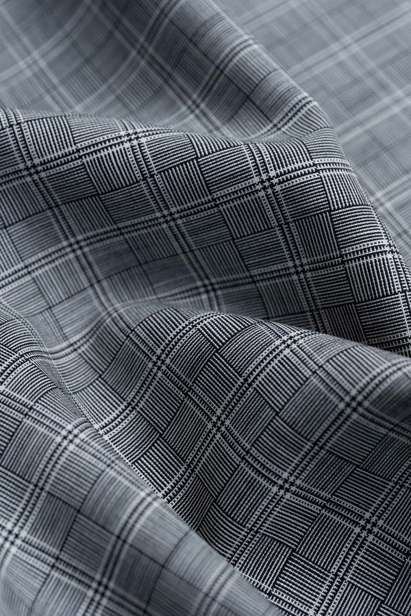 Barrington Panama Weave Black & White Check Wool Jacketing - 1.8 Meters