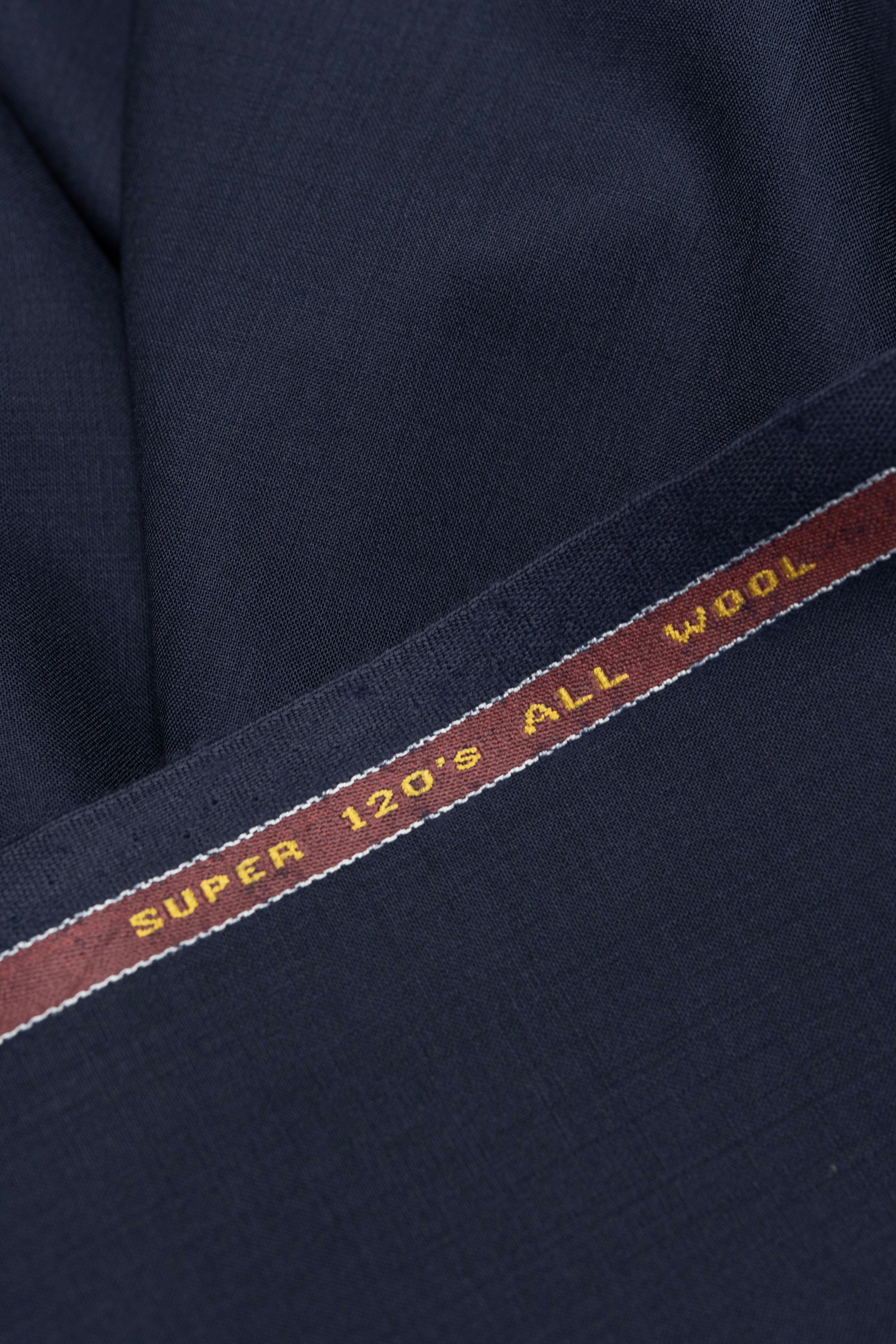 Barrington Dark Blue Plain Super 120s Wool Fabric