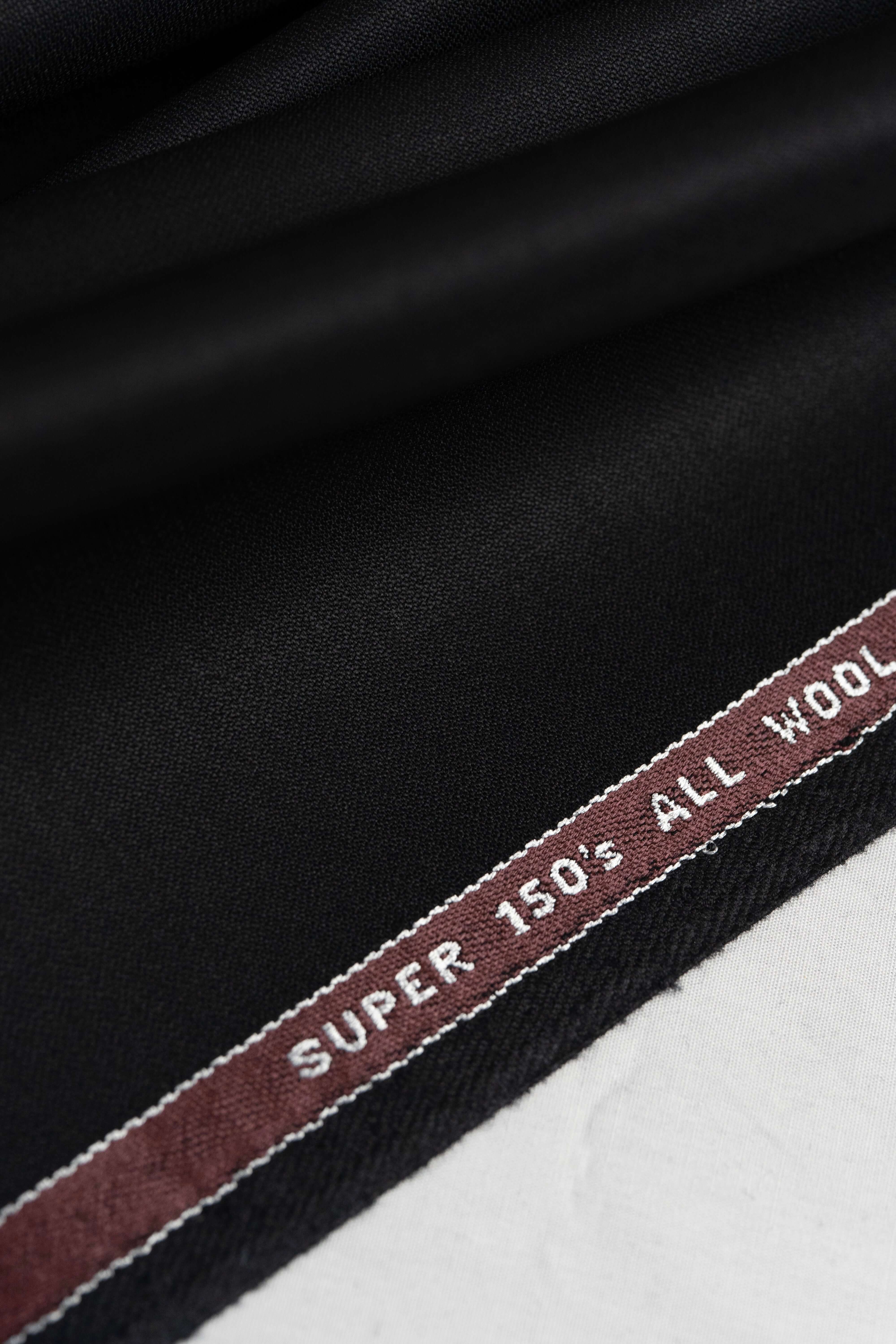 Barrington Black Plain Super 150s Wool Suiting (35029)- 1.9 Meters