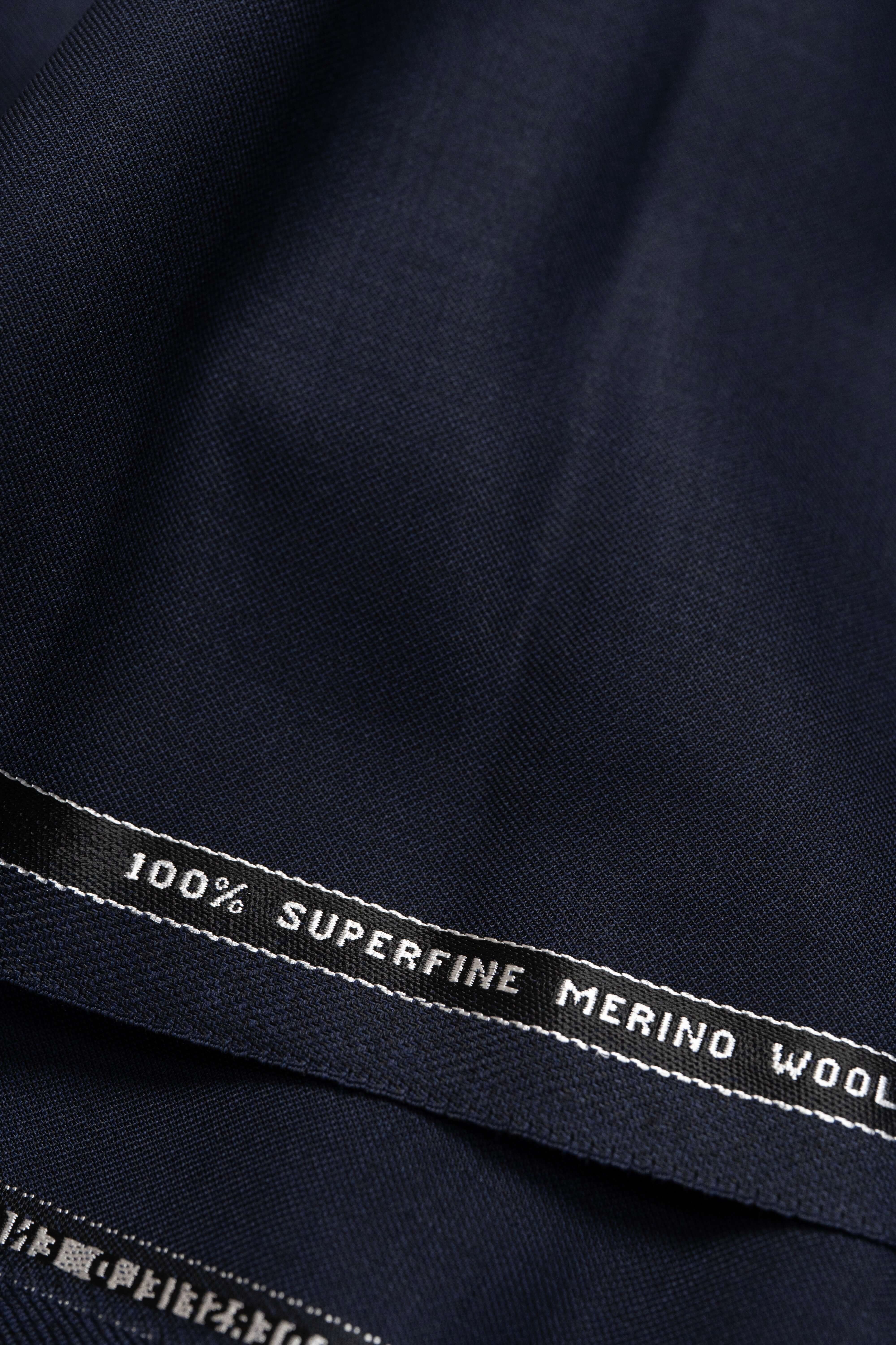 Barrington Navy Plain Superfine Merino Wool Suiting (15022)-2.6 Meters