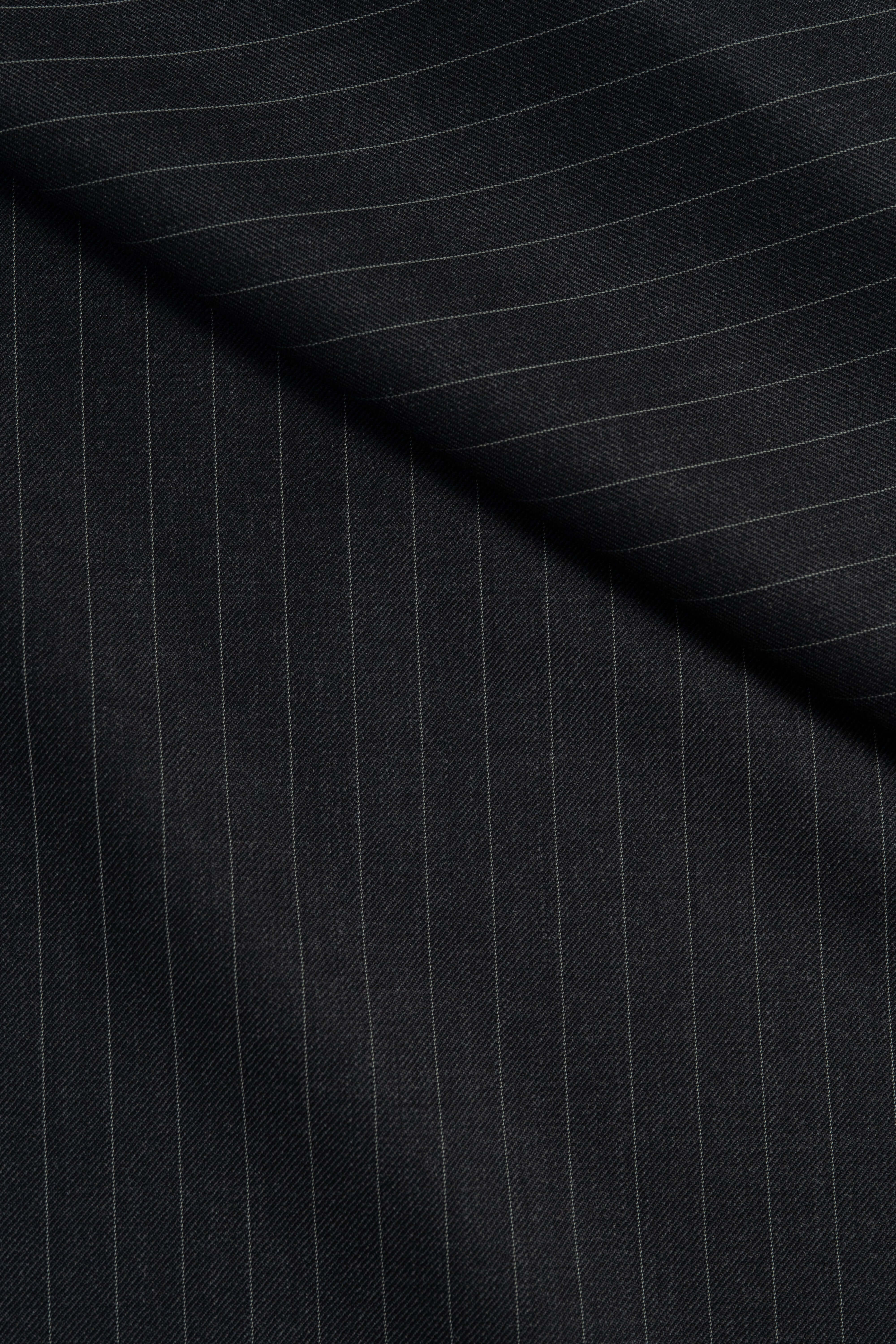 Barrington Charcoal Stripe Superfine Merino Wool Suiting -2.6 Meters +1.3 Meters