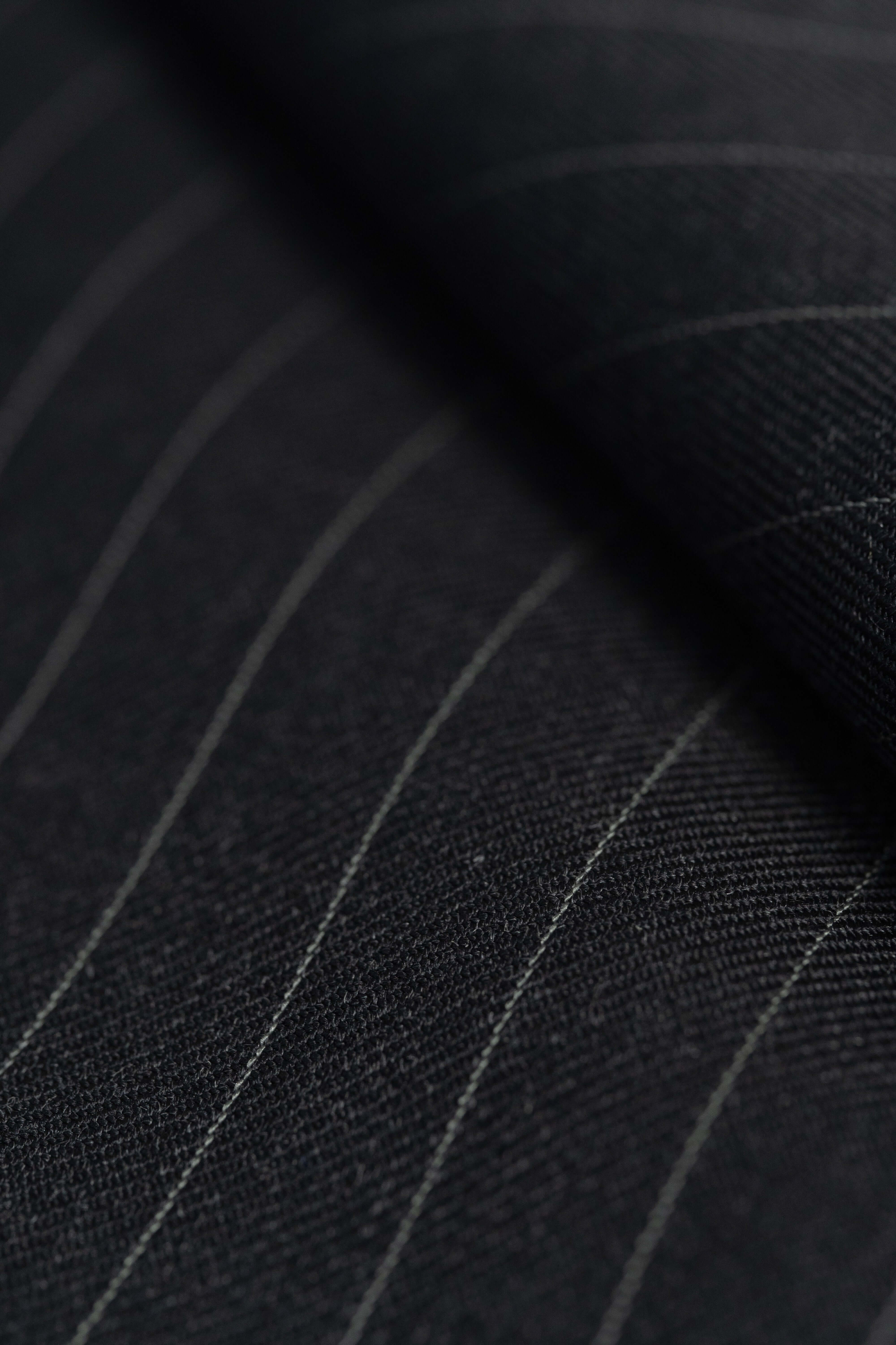 Barrington Charcoal Stripe Superfine Merino Wool Suiting -2.6 Meters +1.3 Meters