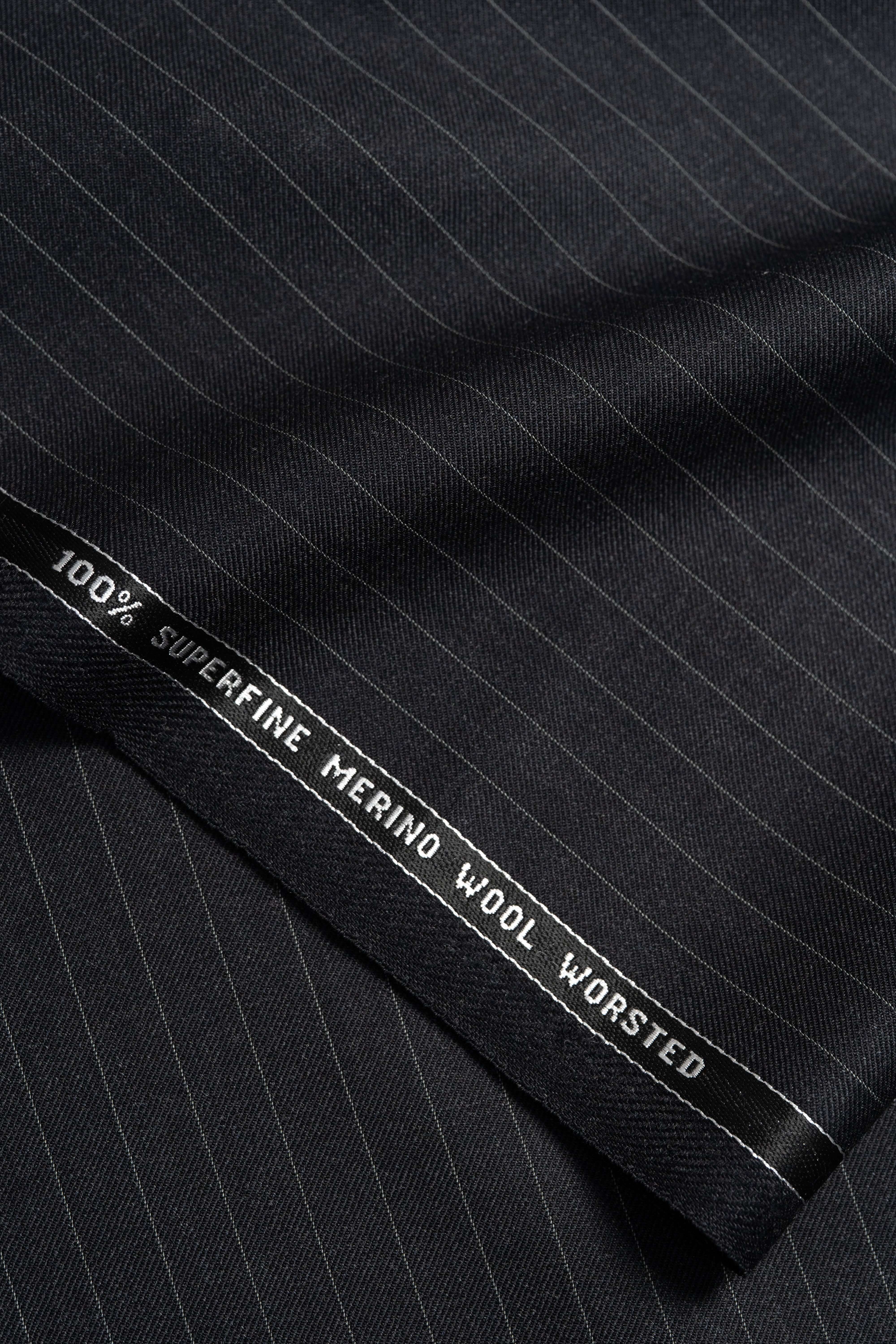 Barrington Charcoal Stripe Superfine Merino Wool Suiting -2.6 Meters +1.3 Meters