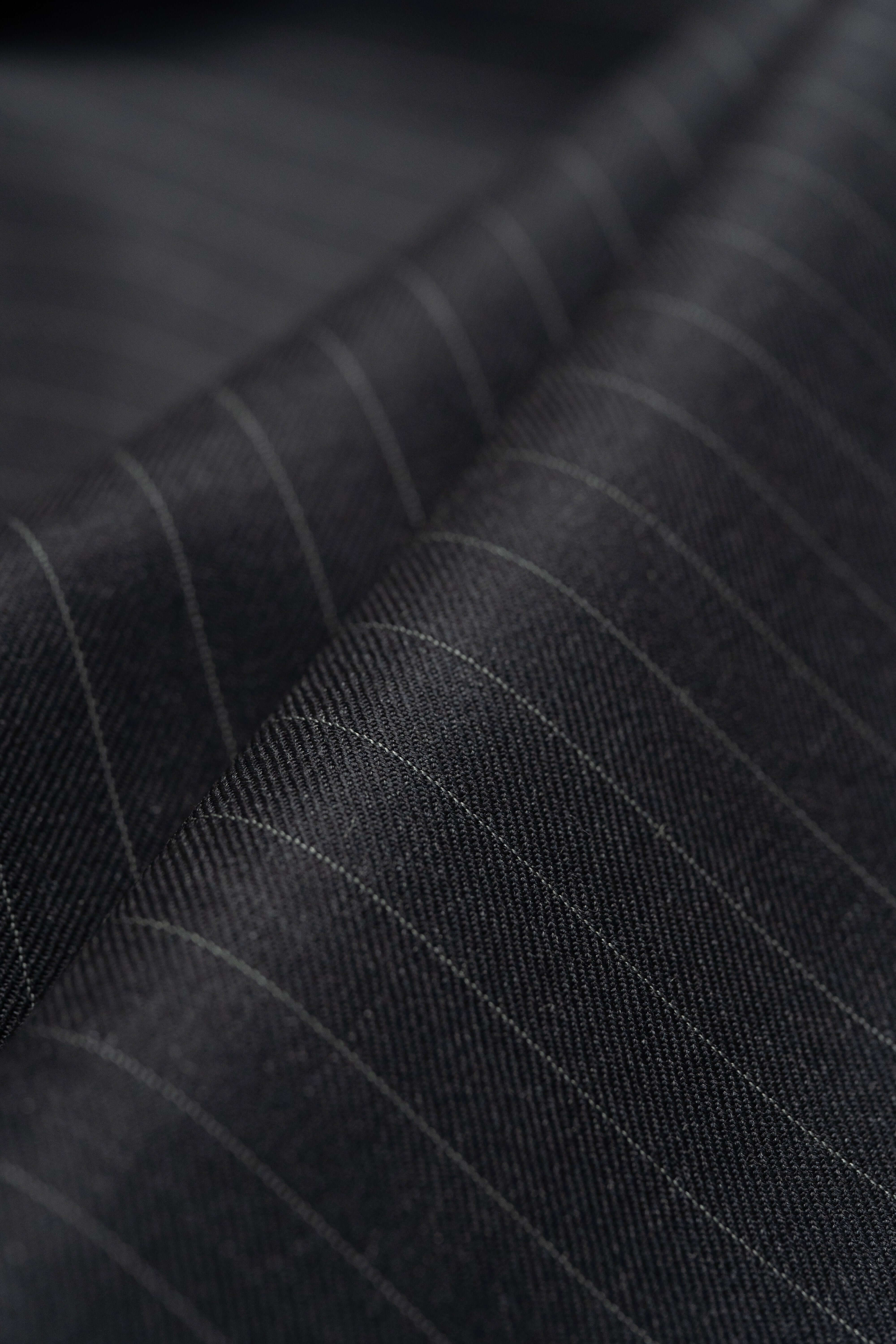 Barrington Charcoal Stripe Superfine Merino Wool Suiting -2.6 Meters +1.3 Meters