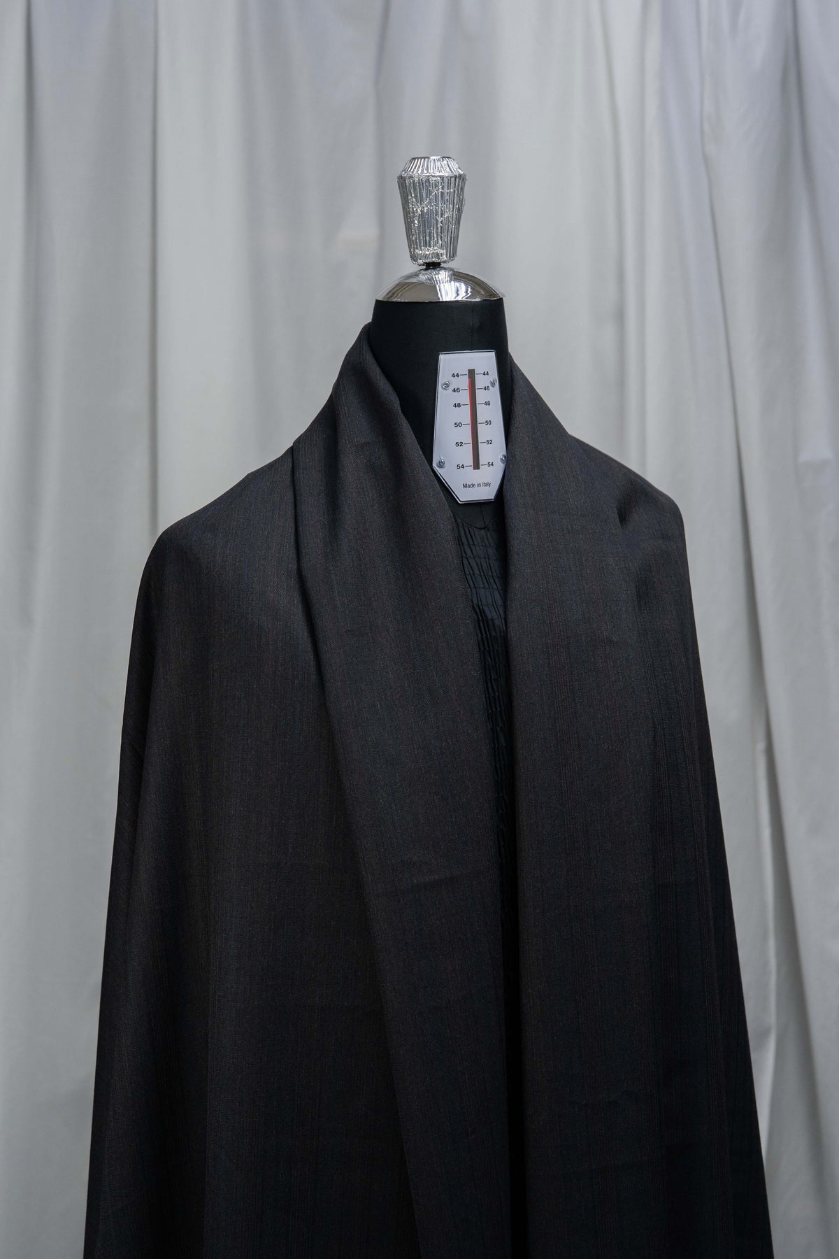 Dark Charcoal Super 120s with Blue & Red Stripe Suiting Fabric 