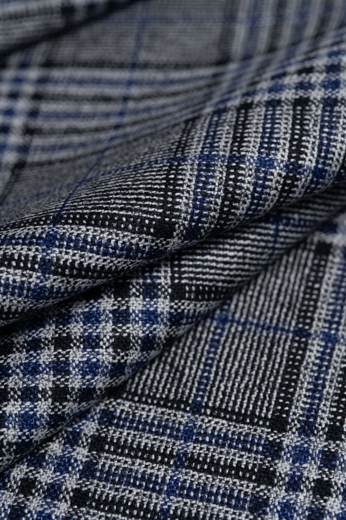 Marling & Evans Glen Check Wool Jacketing Fabric in Blue Black -2.5 Meters - Yoo's Club