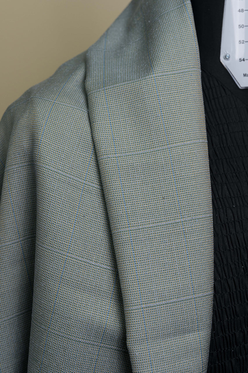 V23446 Zegna Blue&Yellow Check Wool Jacketing-1.7m