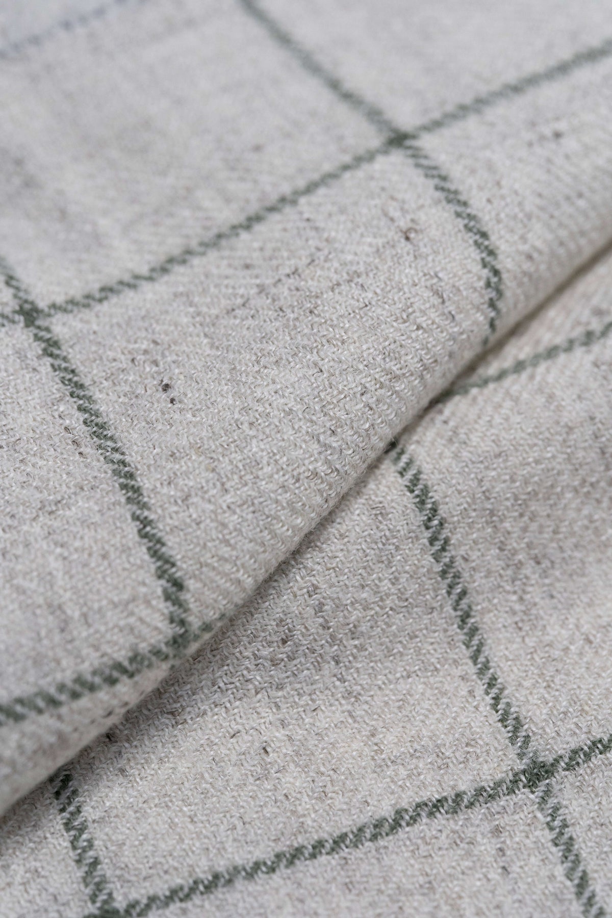 Marling & Evans Beige Green Check Wool Linen Jacket Fabric (17307/E5)-2.8m - Yoo's Club