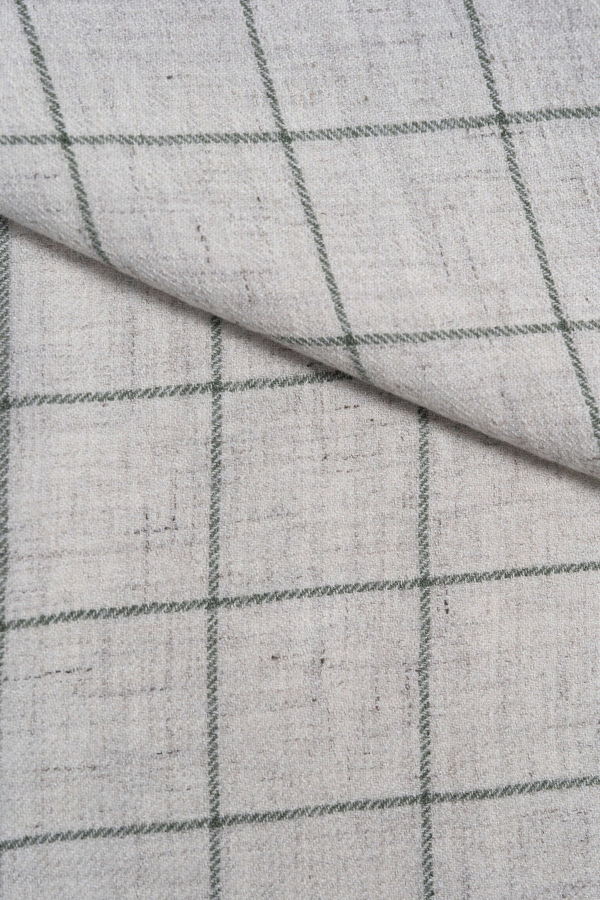 Marling & Evans Beige Green Check Wool Linen Jacket Fabric (17307/E5)-2.8m - Yoo's Club