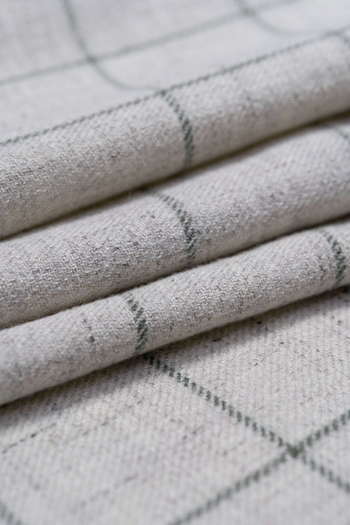 Marling & Evans Beige Green Check Wool Linen Jacket Fabric (17307/E5)-2.8m - Yoo's Club
