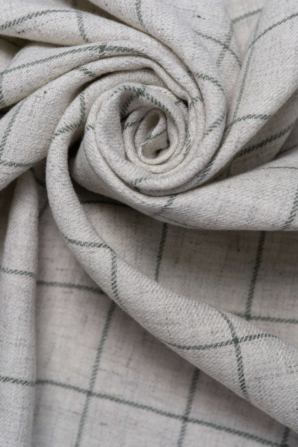 Marling & Evans Beige Green Check Wool Linen Jacket Fabric (17307/E5)-2.8m - Yoo's Club