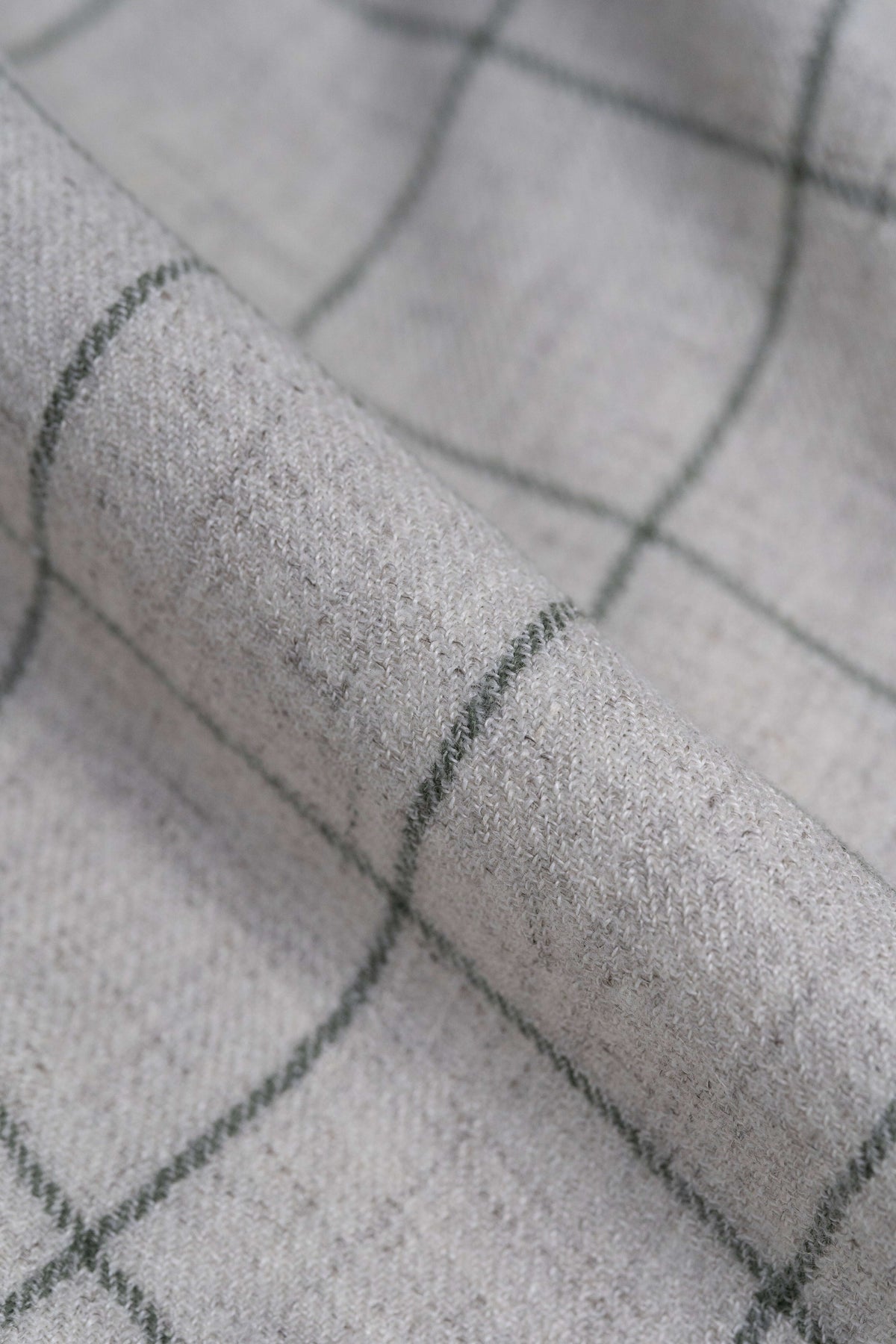 Marling & Evans Beige Green Check Wool Linen Jacket Fabric (17307/E5)-2.8m - Yoo's Club
