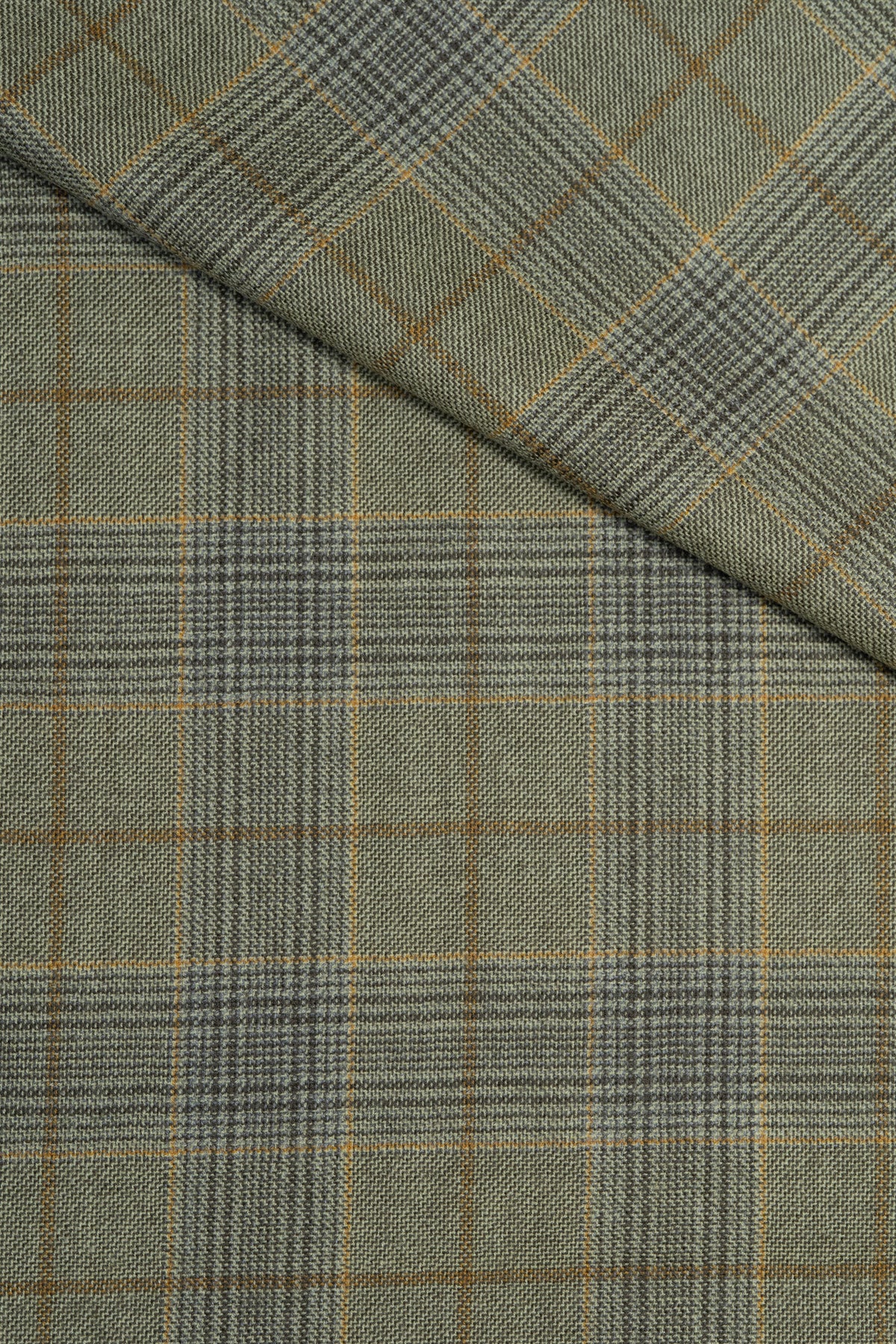 Pure Wool Jacketing Fabric in Moss Green Check