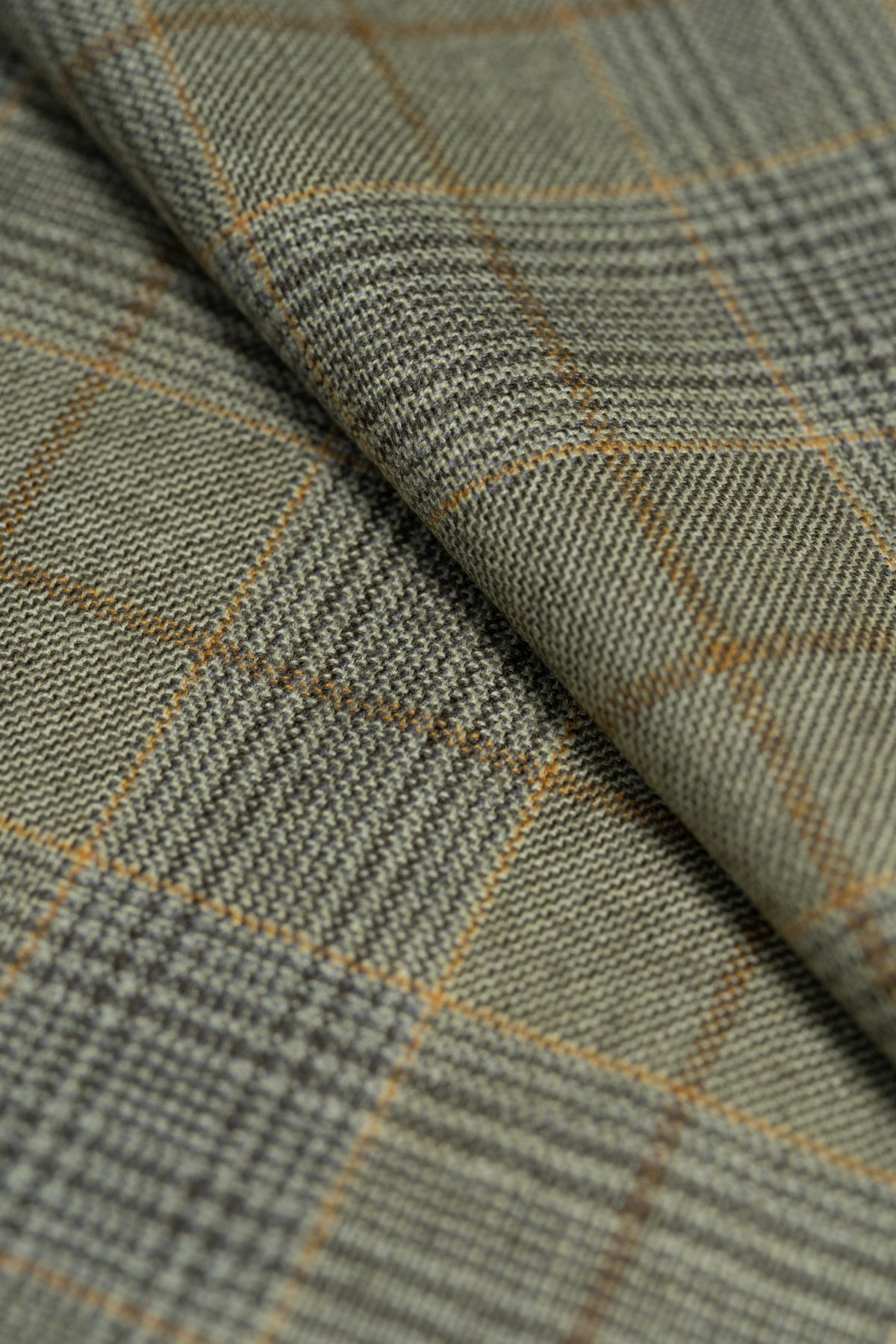 Pure Wool Jacketing Fabric in Moss Green Check