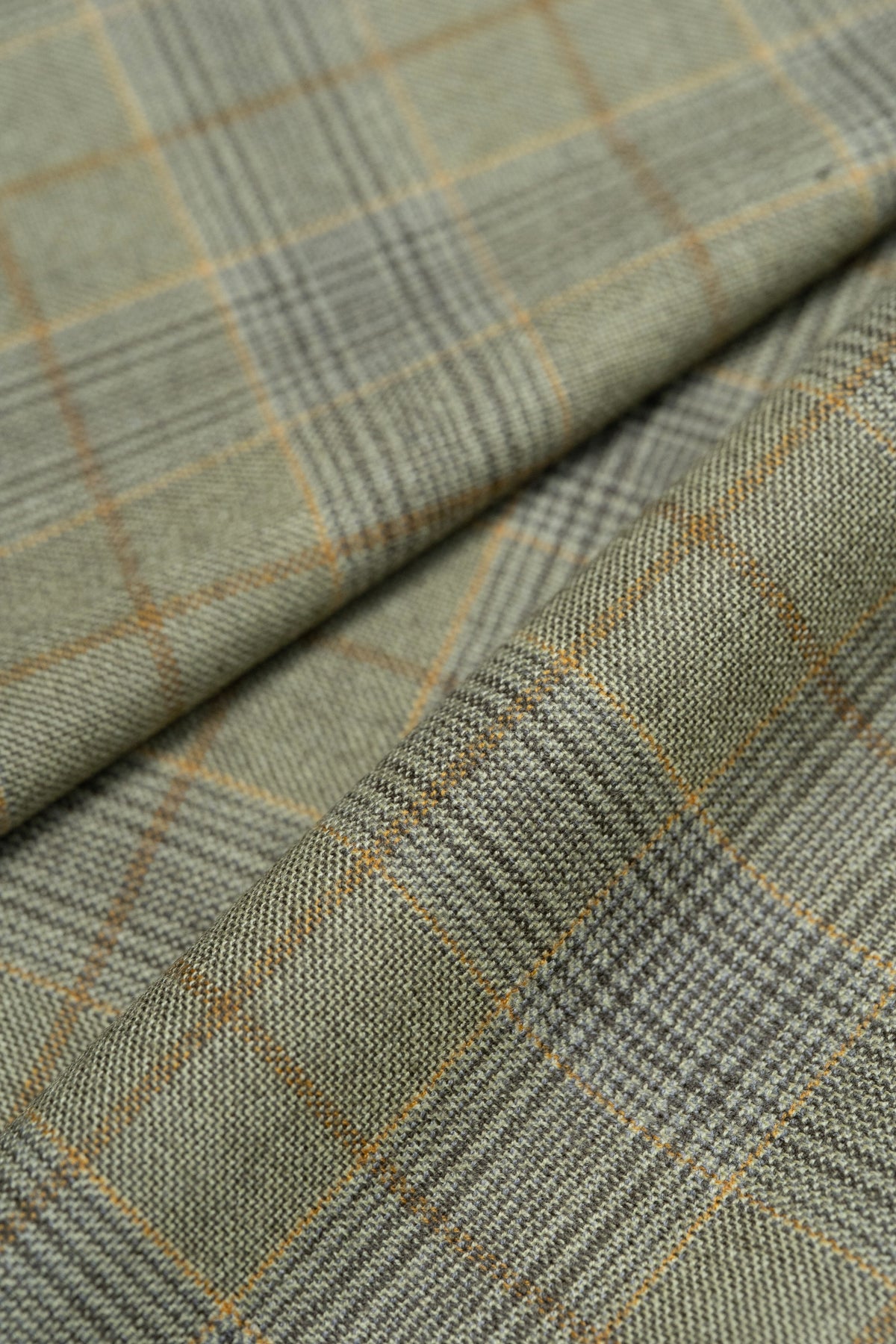 Pure Wool Jacketing Fabric in Moss Green Check
