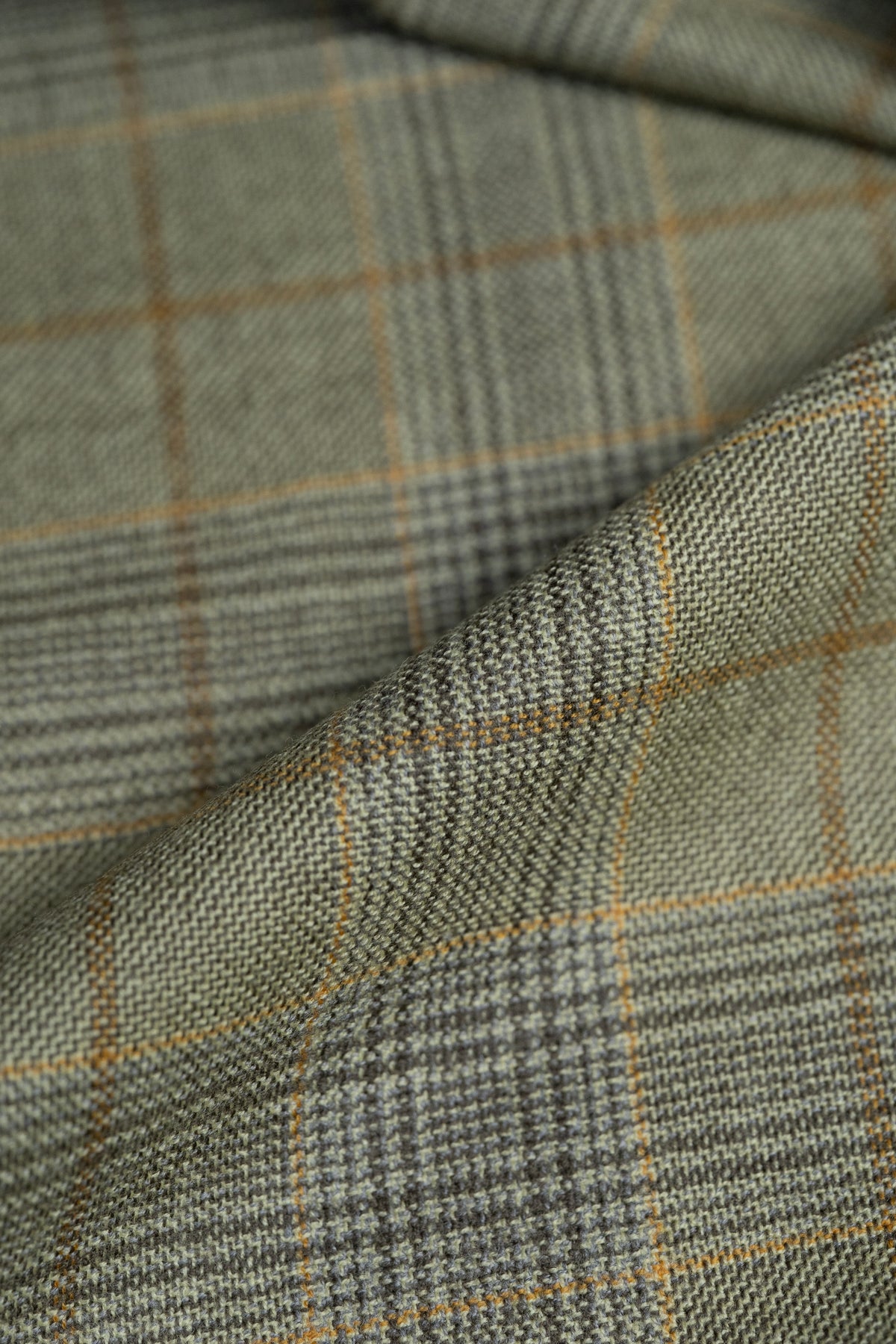 Pure Wool Jacketing Fabric in Moss Green Check