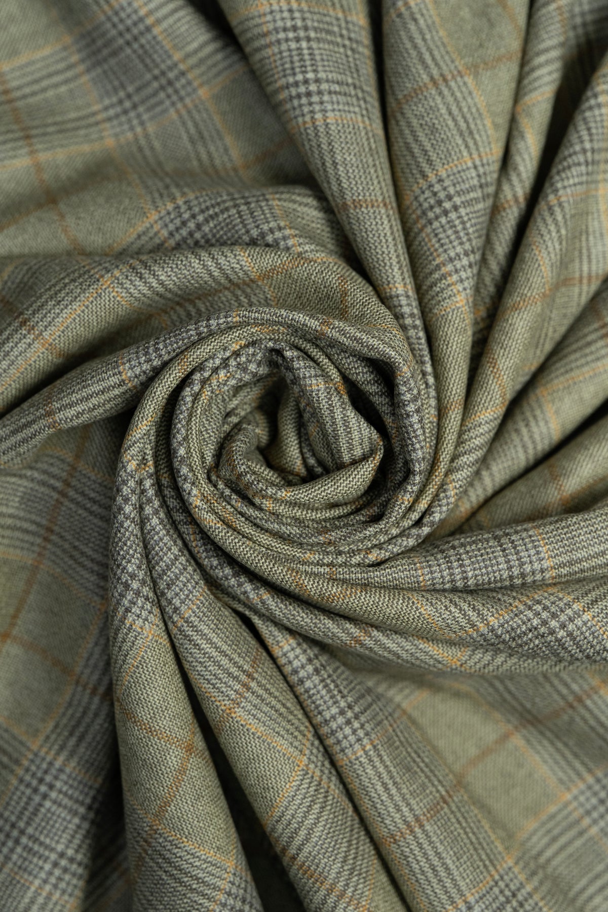 Pure Wool Jacketing Fabric in Moss Green Check