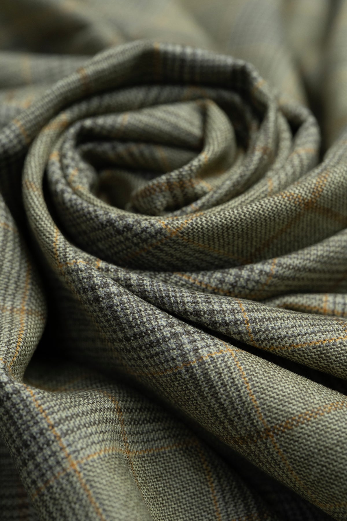 Pure Wool Jacketing Fabric in Moss Green Check