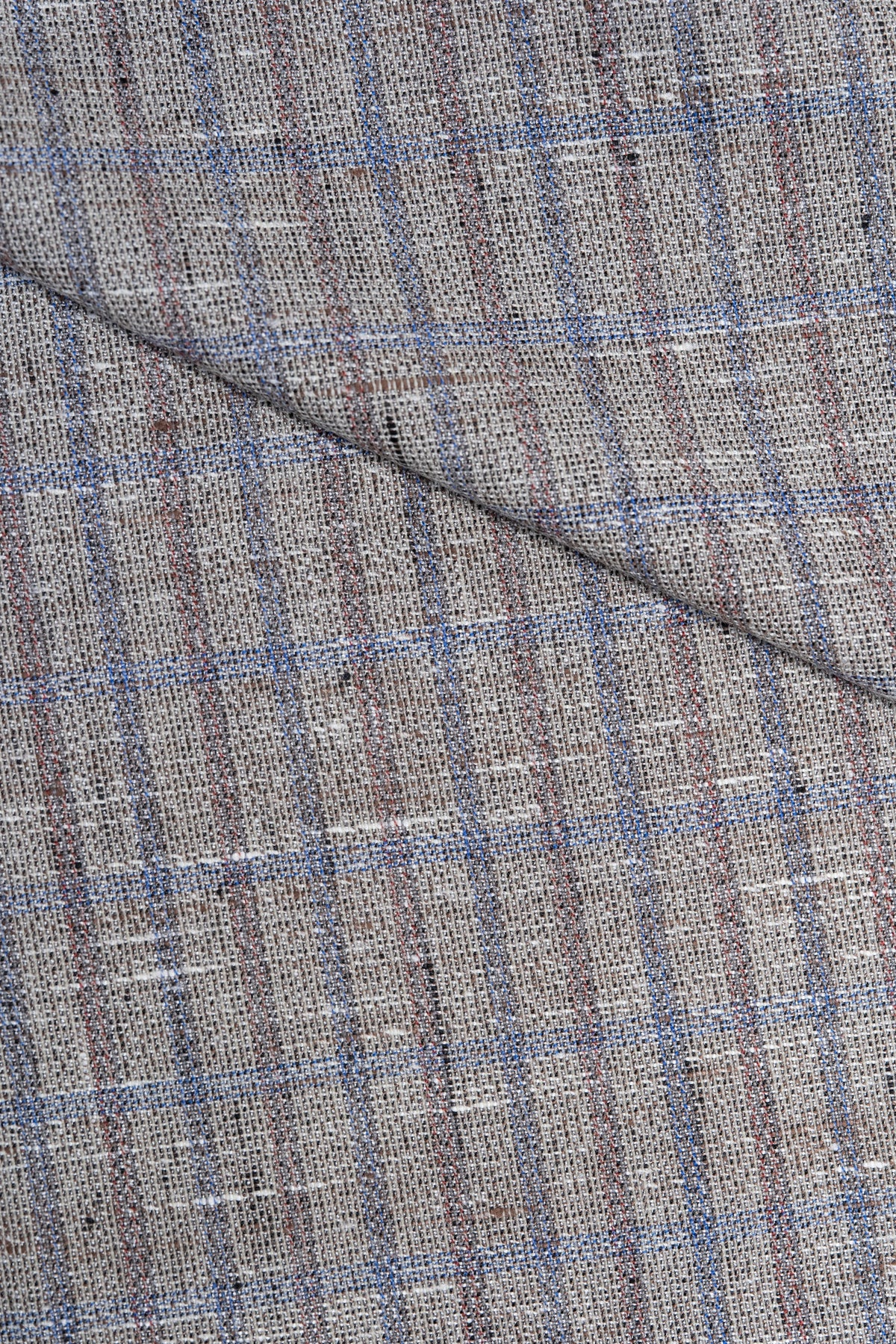 Red & Blue Check Wool Jacket Fabric (SEC23-01)-1.8 Meters - Yoo's Club