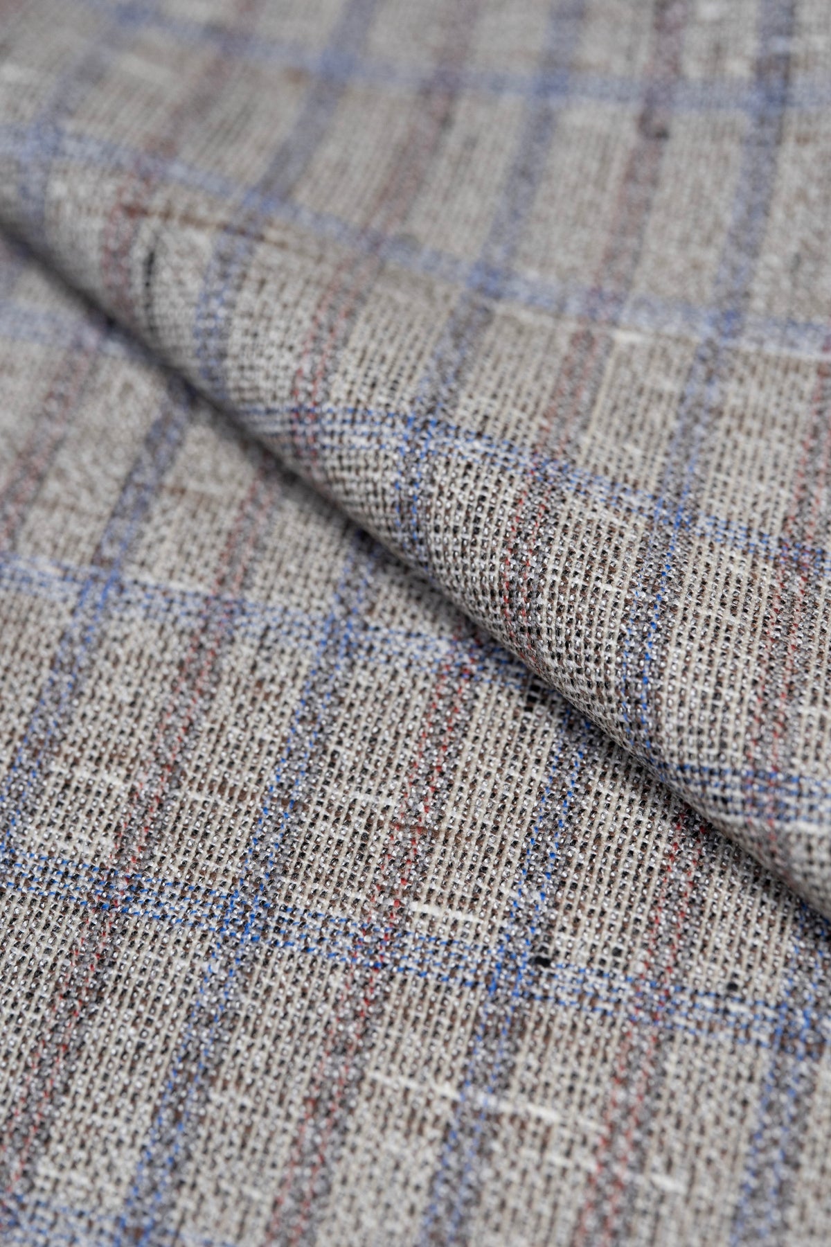 Red & Blue Check Wool Jacket Fabric (SEC23-01)-1.8 Meters - Yoo's Club
