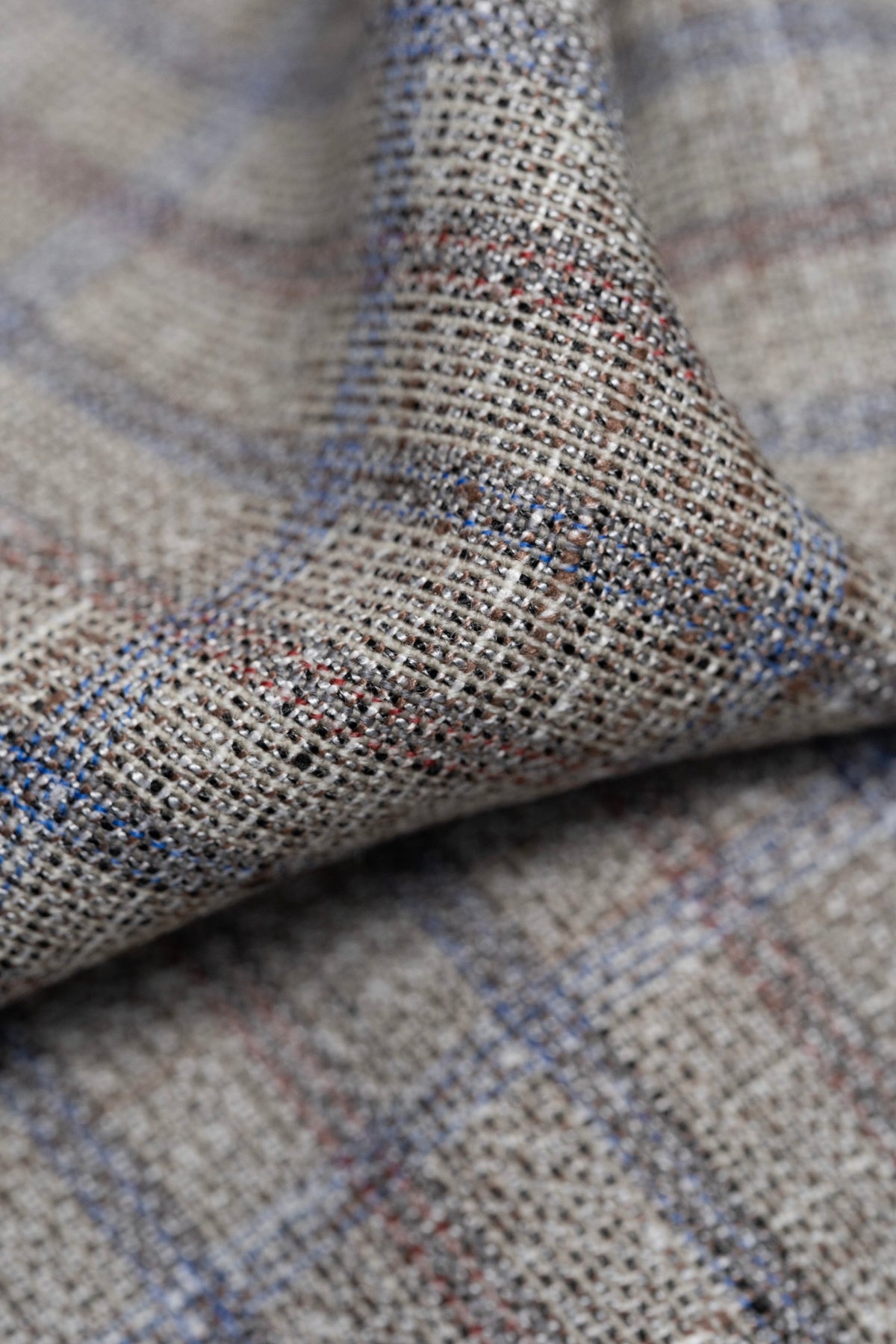 Red & Blue Check Wool Jacket Fabric (SEC23-01)-1.8 Meters - Yoo's Club