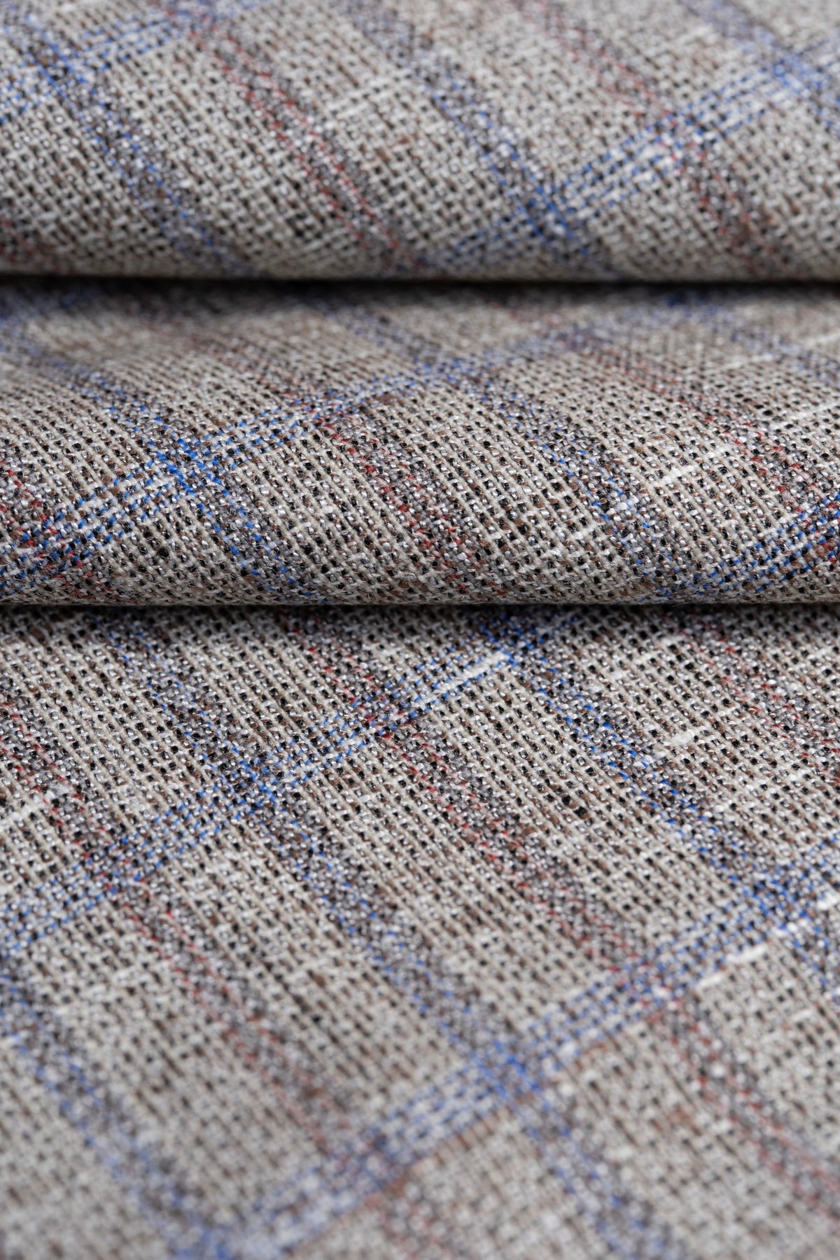 Red & Blue Check Wool Jacket Fabric (SEC23-01)-1.8 Meters - Yoo's Club