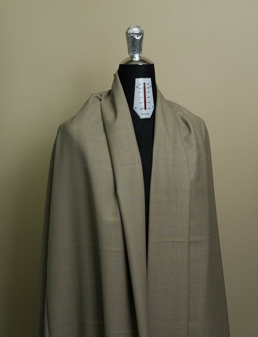 V23311 Khaki Check Wool Suiting-3.2m