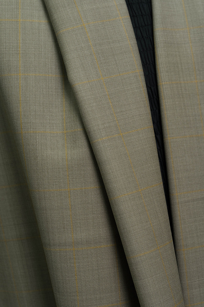 V23311 Khaki Check Wool Suiting-3.2m