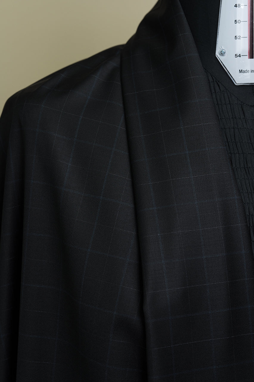 V23319 Marzoni Black Check Wool Suiting-3.1m