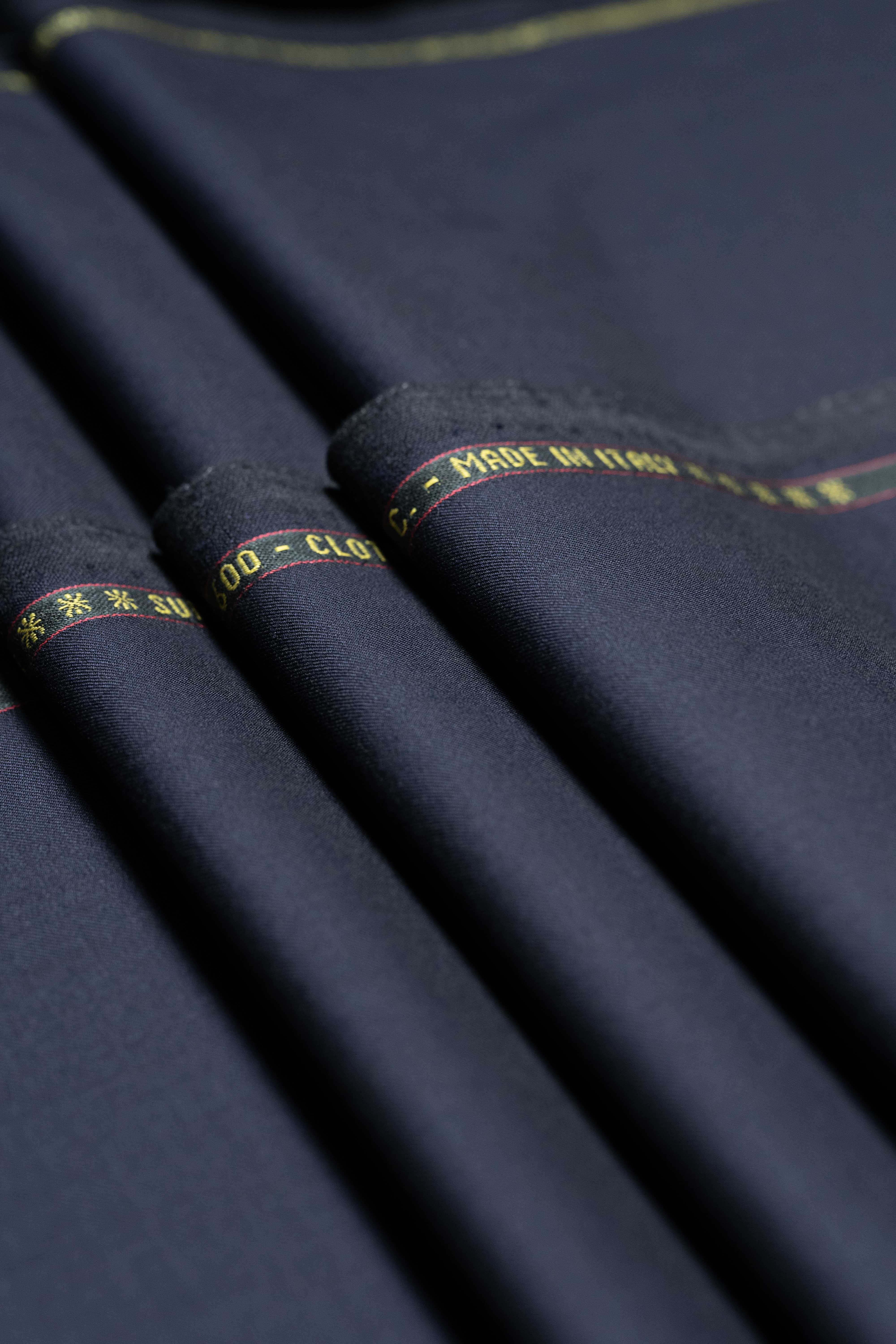 Loro Piana Midnight Navy Tasmanian 150's wool and silk fabric showcasing premium quality and craftsmanship.