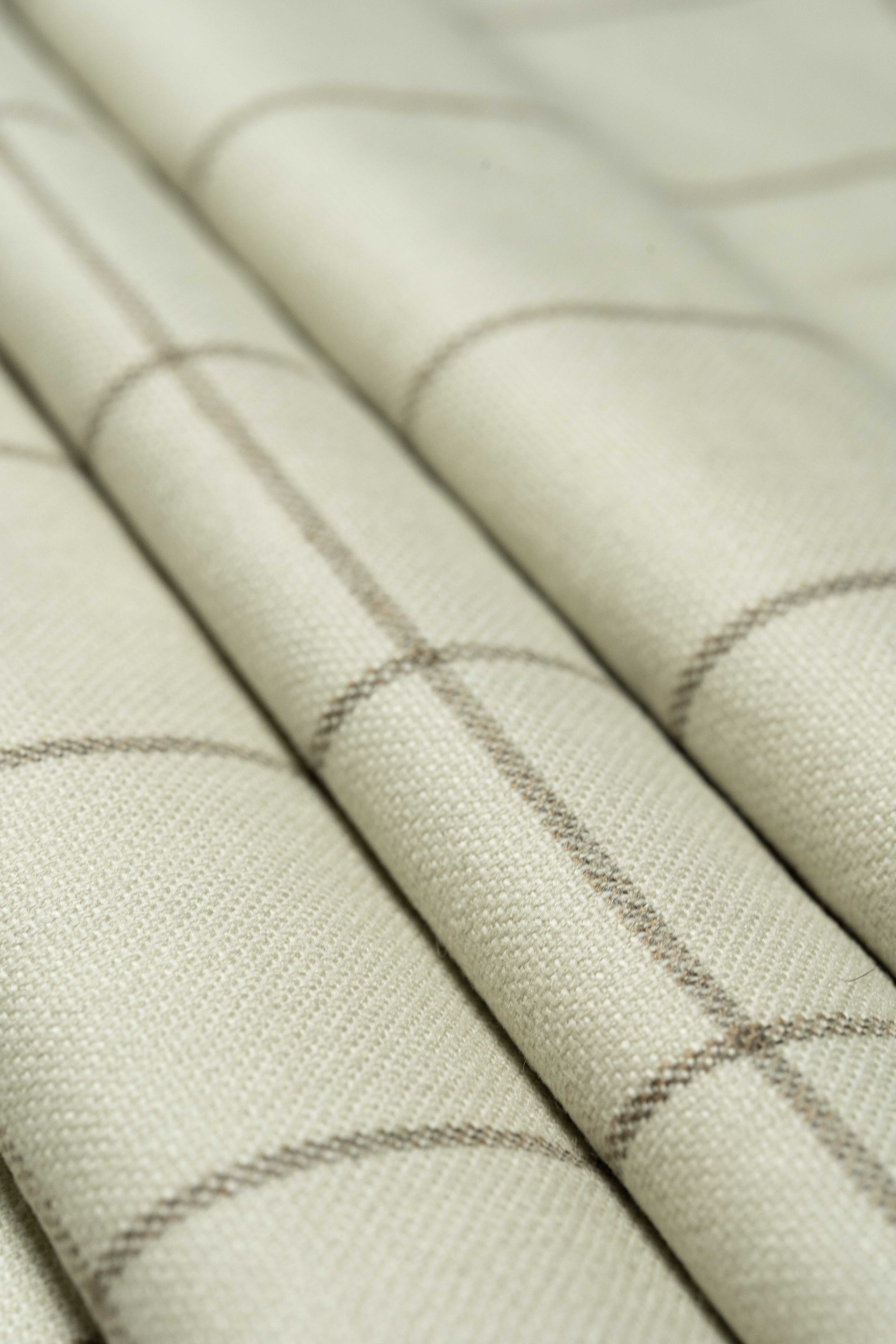 VBC Beige Check Wool & Cashmere Jacketing with soft texture and classic pattern.