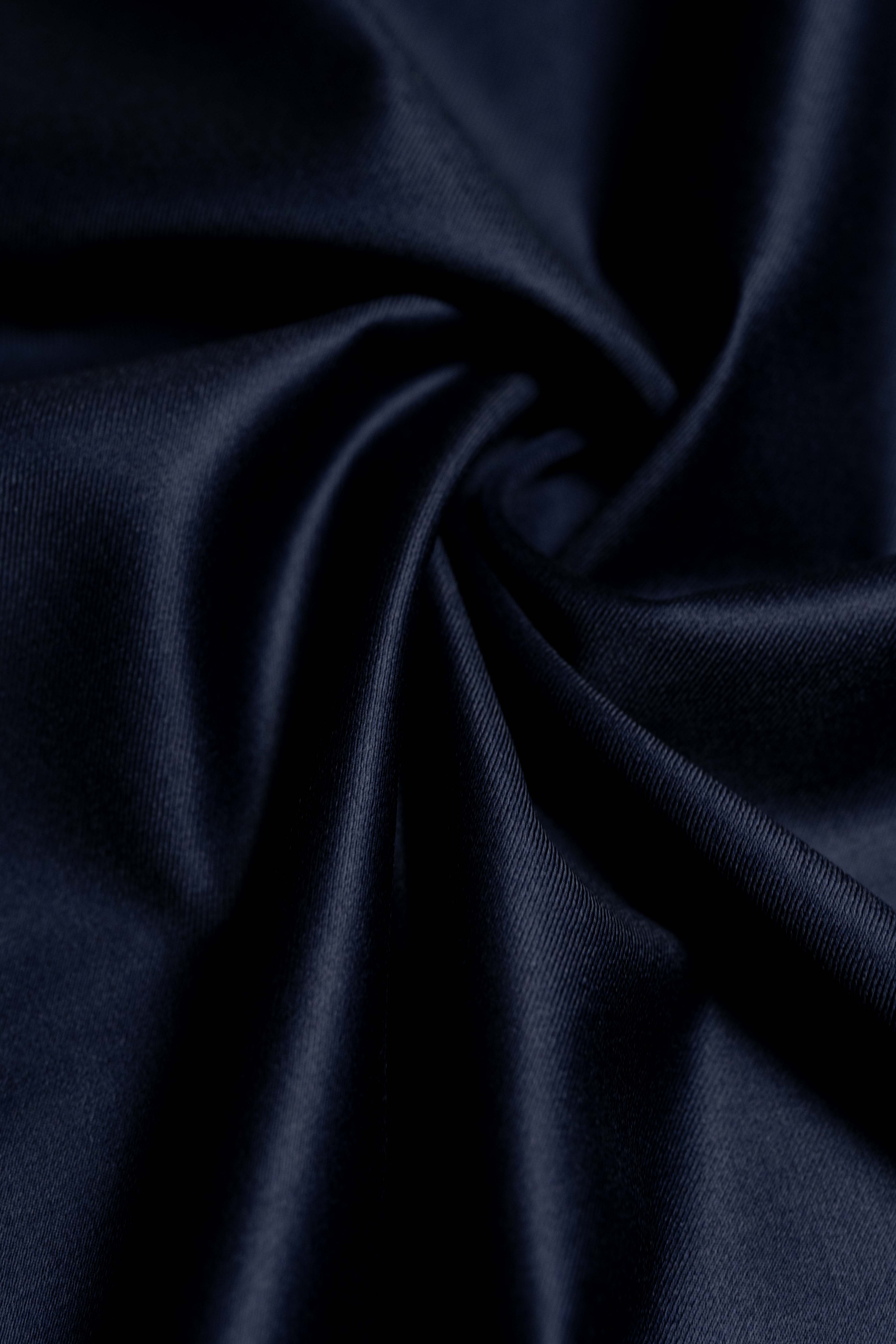 Loro Piana Dark Navy 150's Merino Wool Suit Fabric showcasing luxurious texture and rich color.