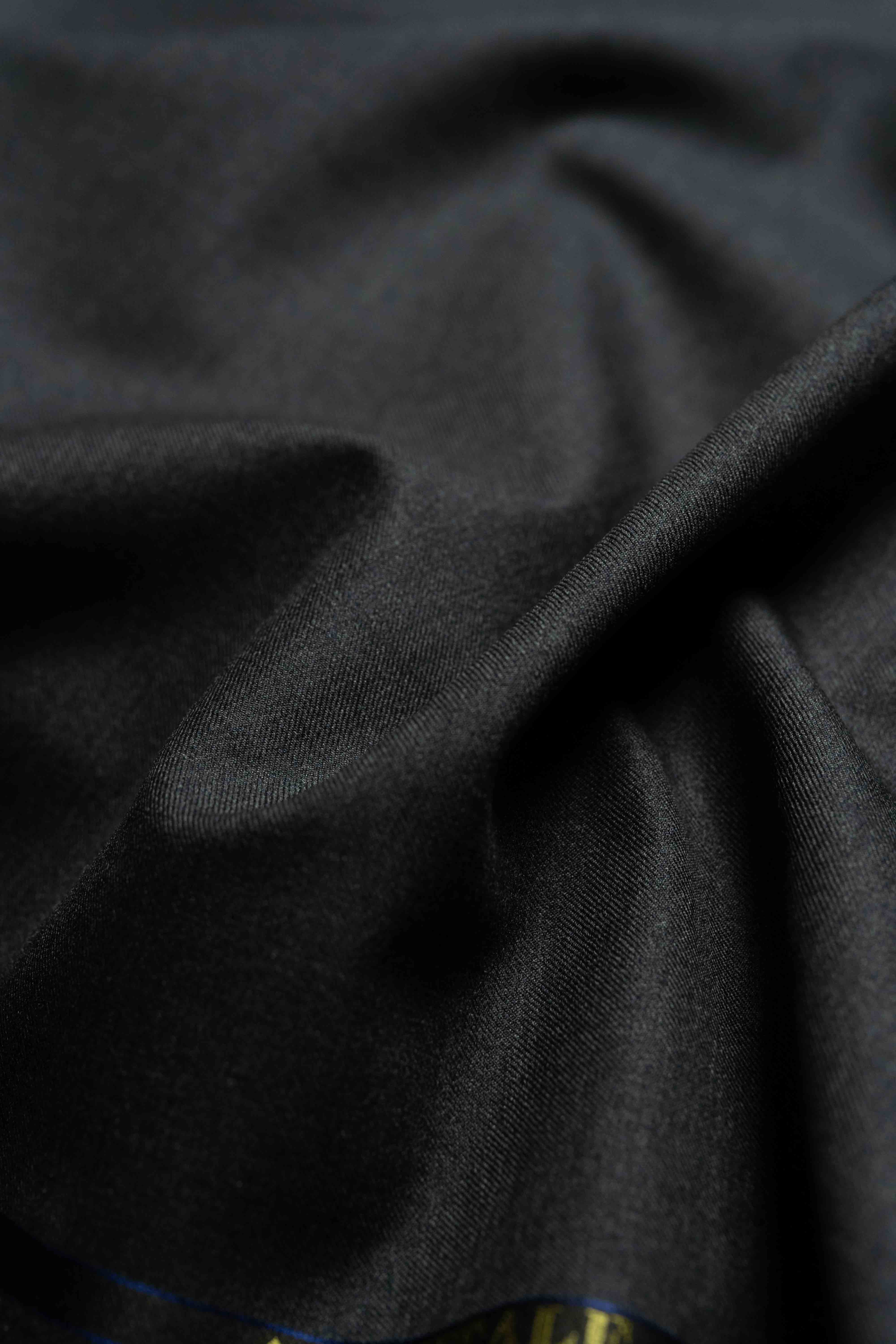 VBC Dark Grey Super 140's Wool Suit Fabric texture, perfect for tailored suits and high-quality attire.