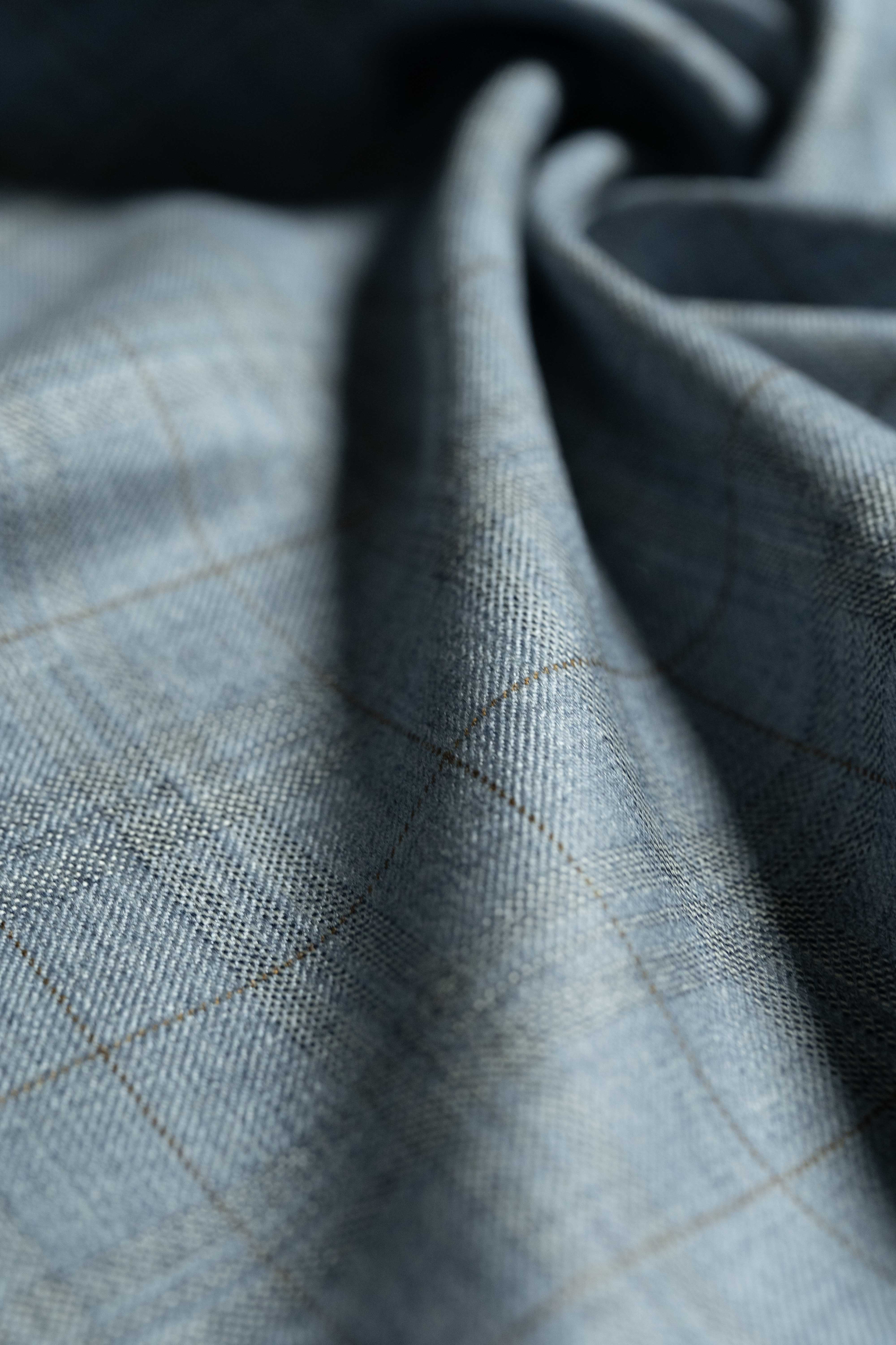 Loro Piana Light Blue Cashmere Silk Jacket Fabric showcasing luxurious texture and gentle luster.