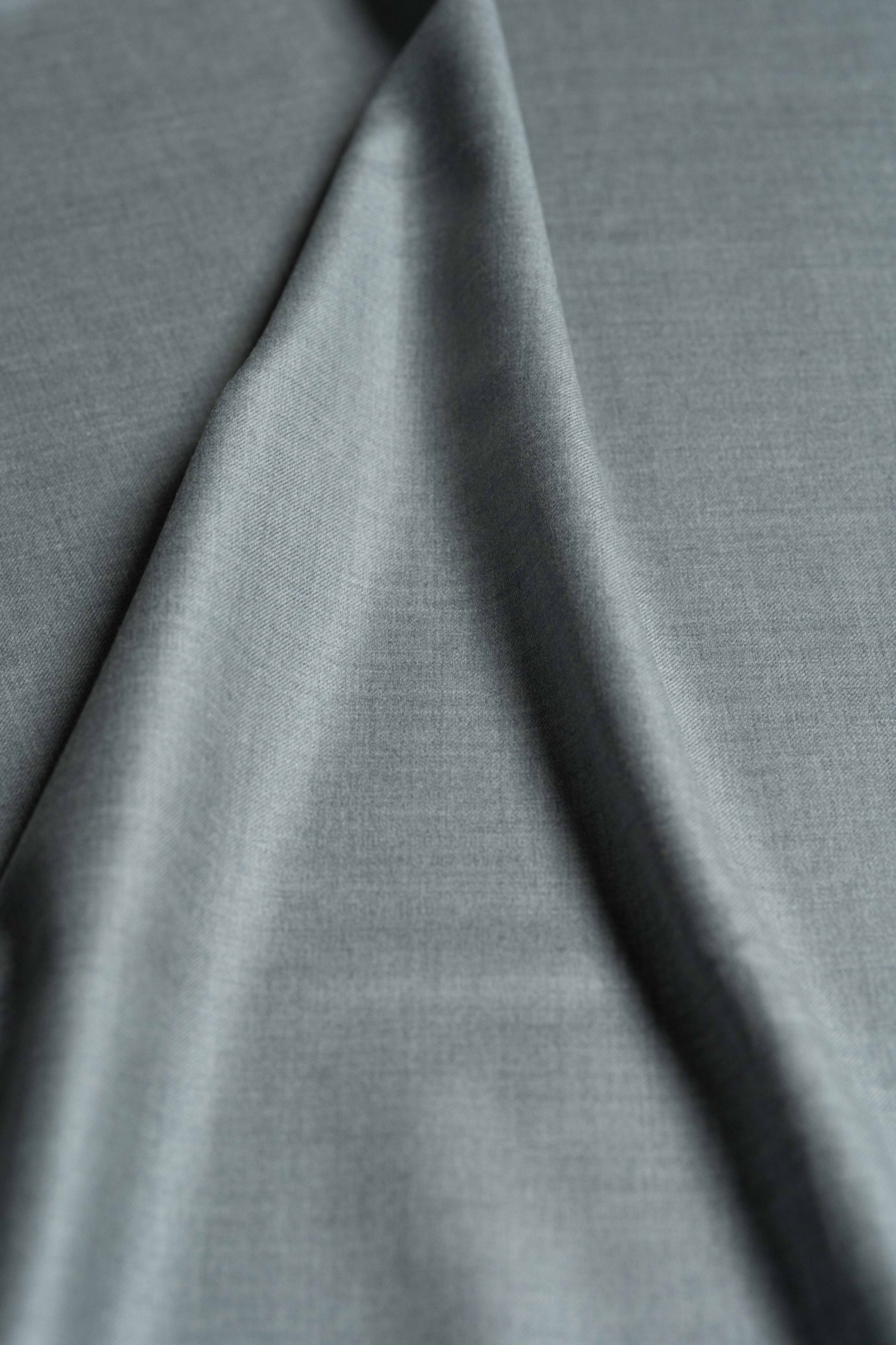 Loro Piana Grey Australis 150's Merino Wool Suit Fabric displayed in fine detail for bespoke tailoring.