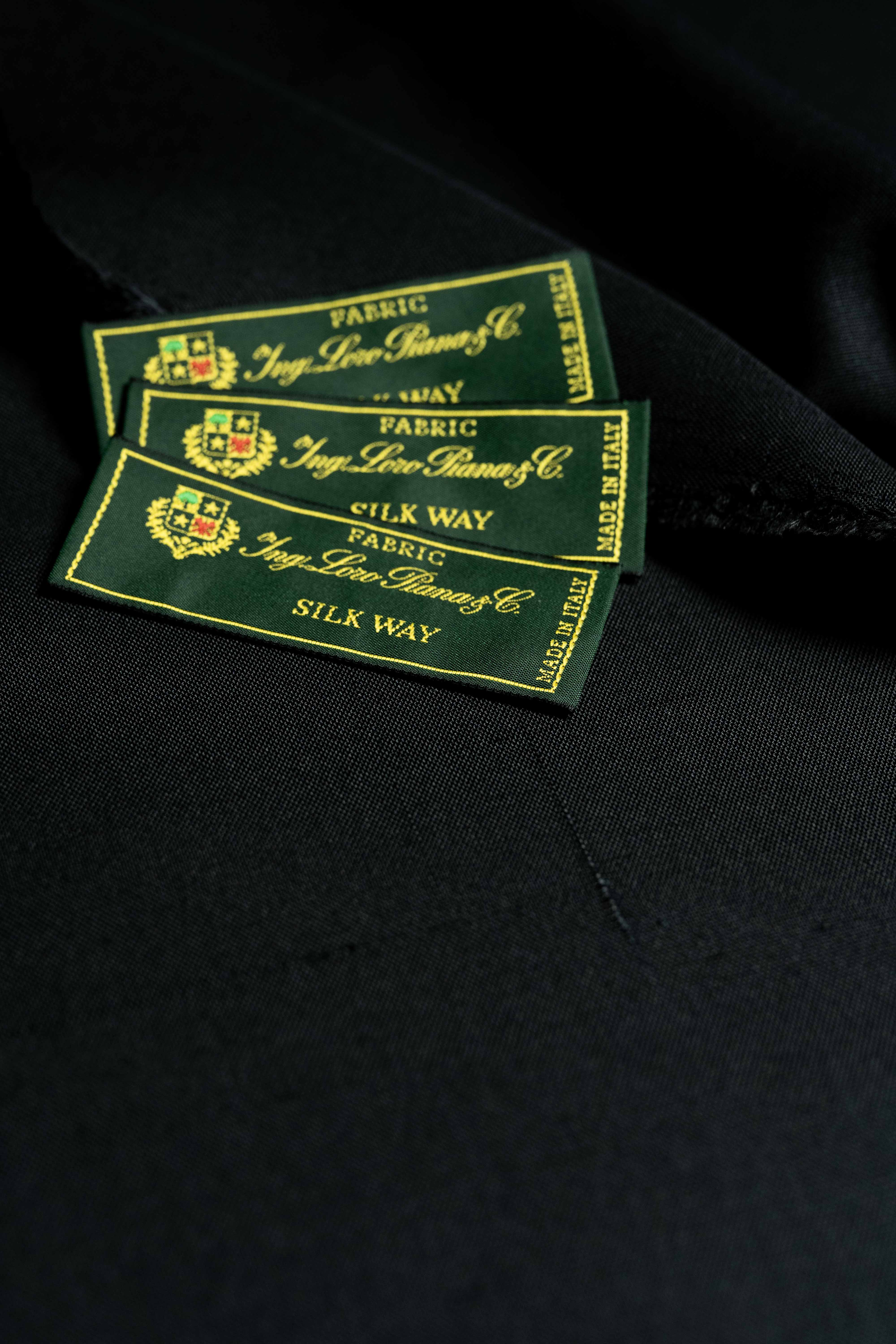 Loro Piana Black Pure Silk Suit Jacket Fabric (N772035)-2m